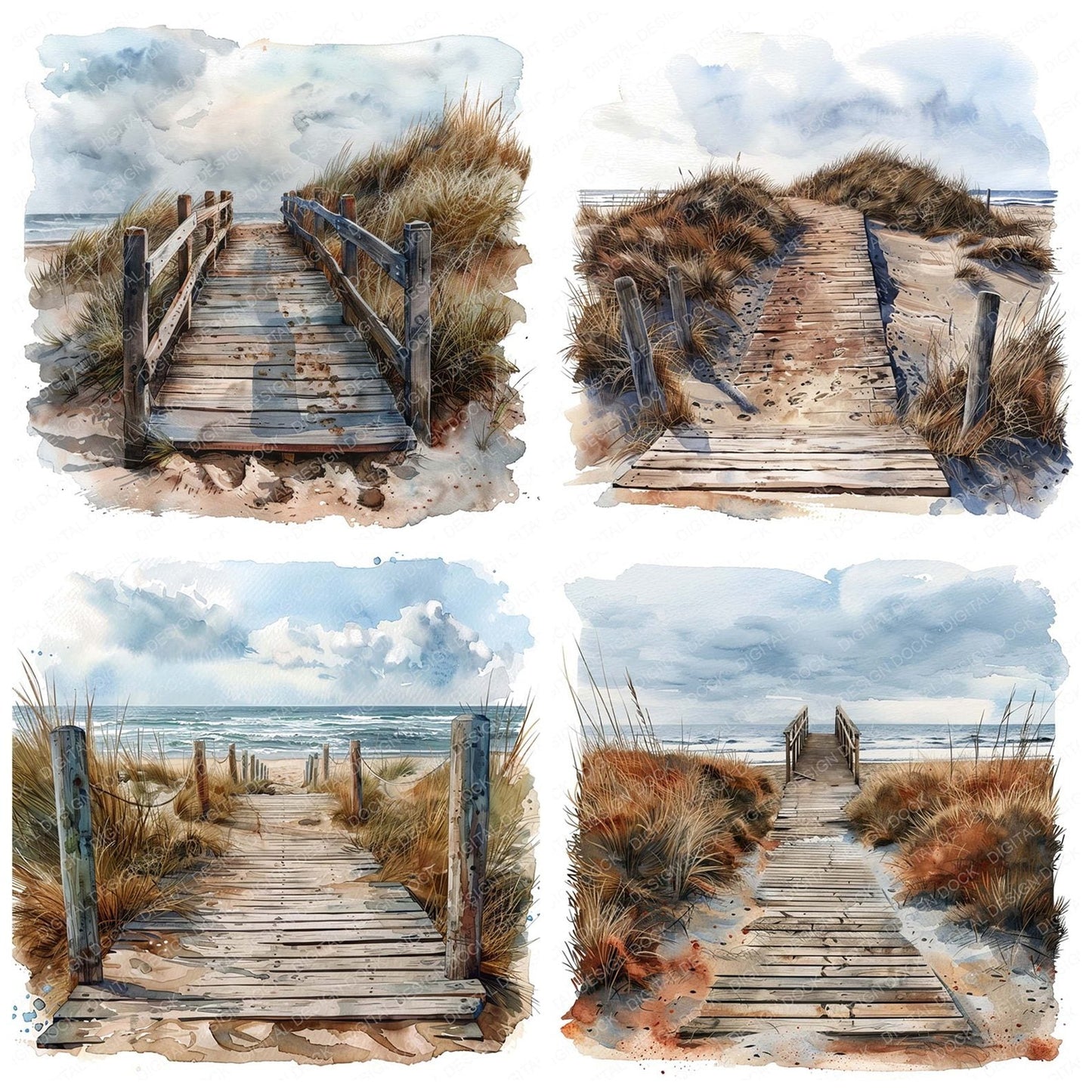 Sand Dunes Wooden Broadwalk Clipart Set (DDD006491)