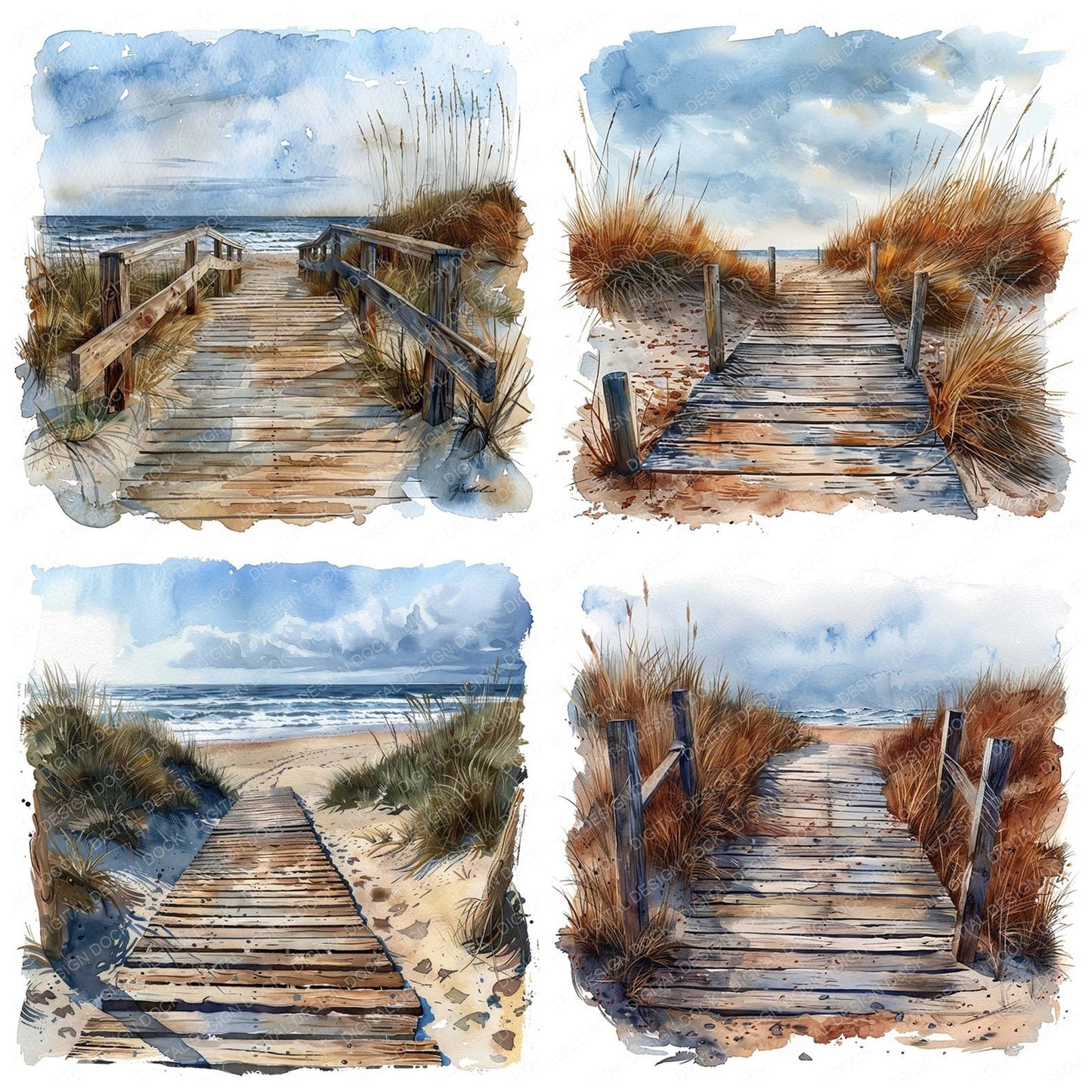 Sand Dunes Wooden Broadwalk Clipart Set (DDD006491)