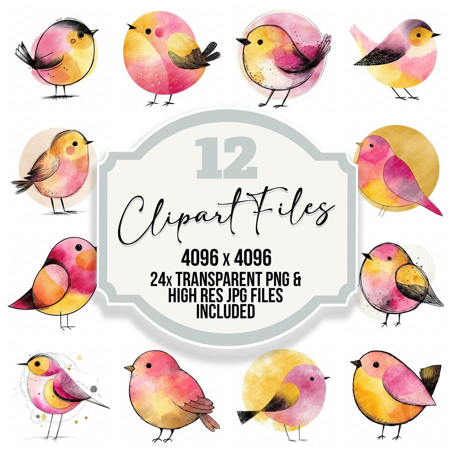 Scandinavian Abstract Bird Clipart Set (DDD006501)