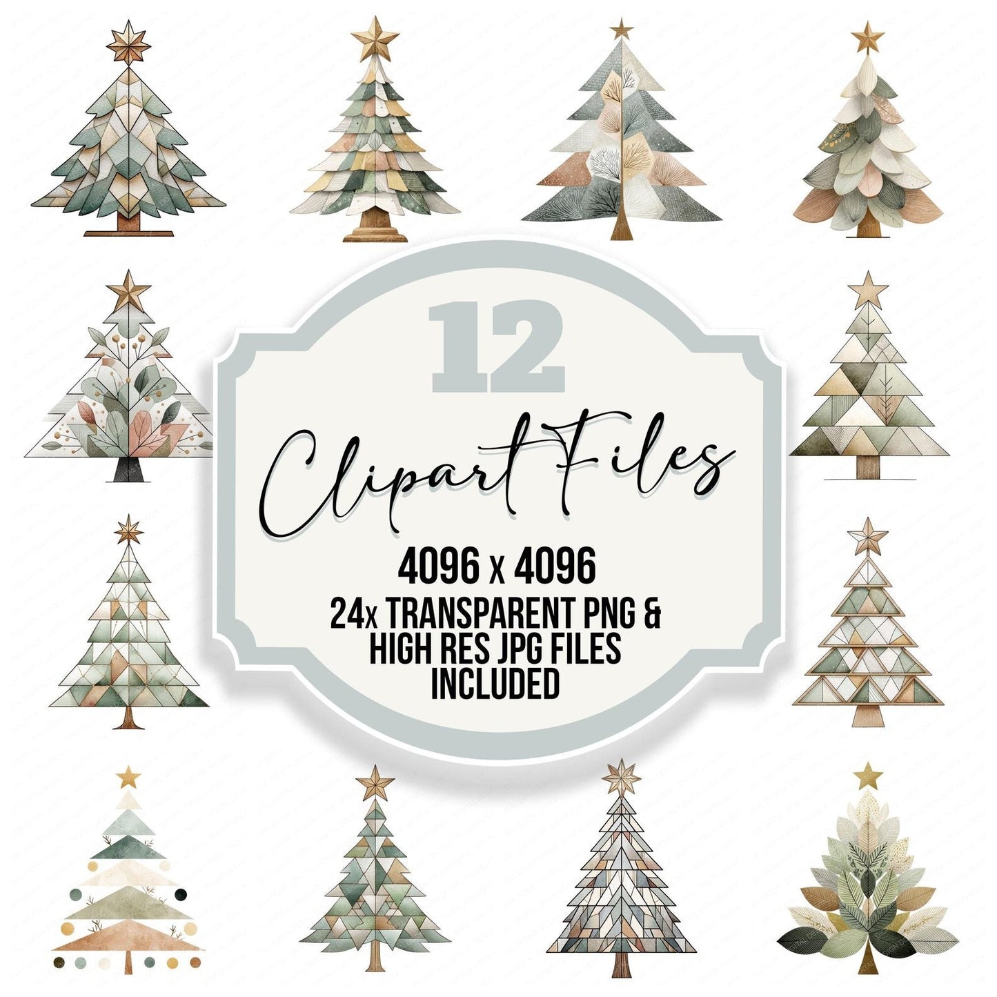 Scandinavian Christmas Tree Clipart Set (DDD006506)