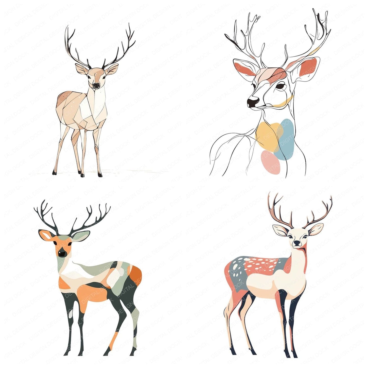 Scandinavian Deer Clipart Set (DDD006508)