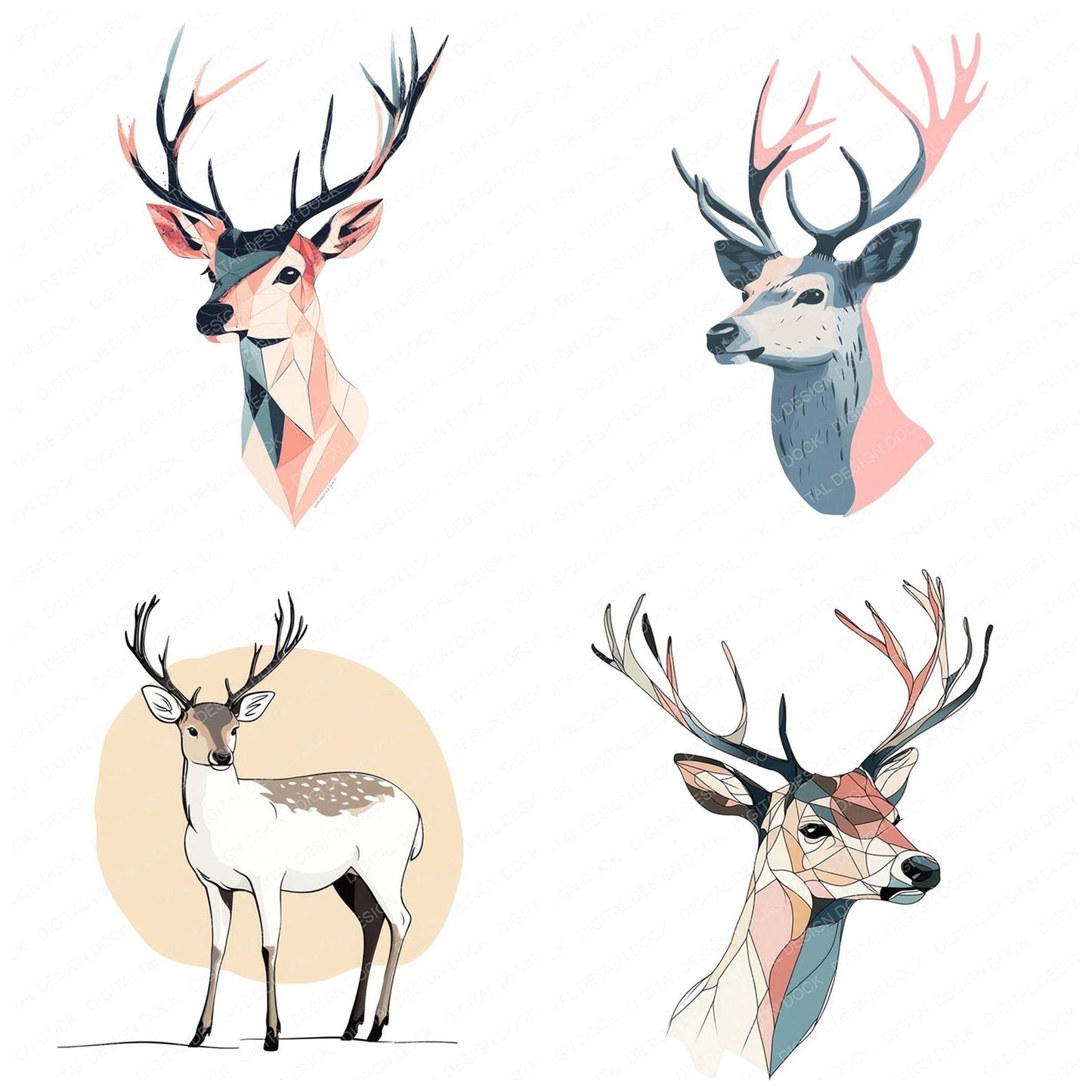Scandinavian Deer Clipart Set (DDD006508)