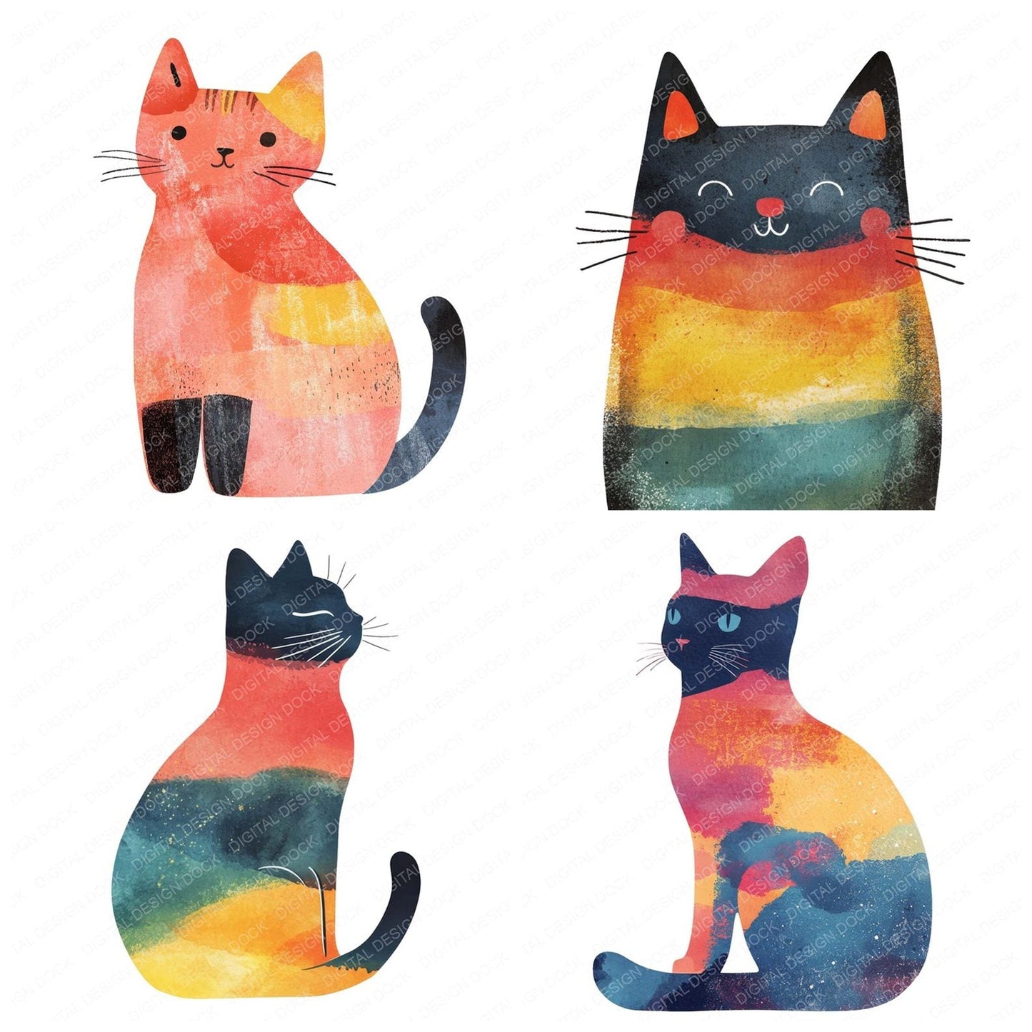 Scandivanian Cat Design Clipart Set (DDD006514)