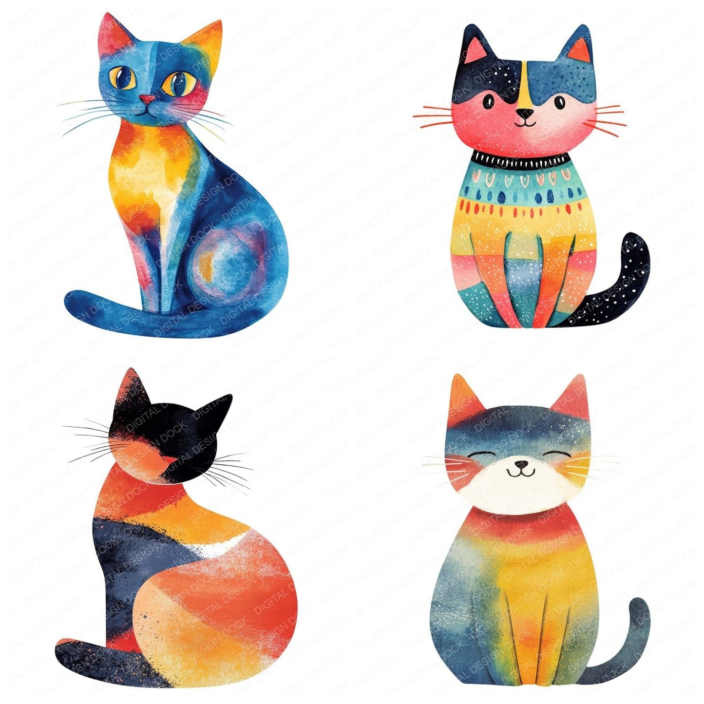 Scandivanian Cat Design Clipart Set (DDD006514)