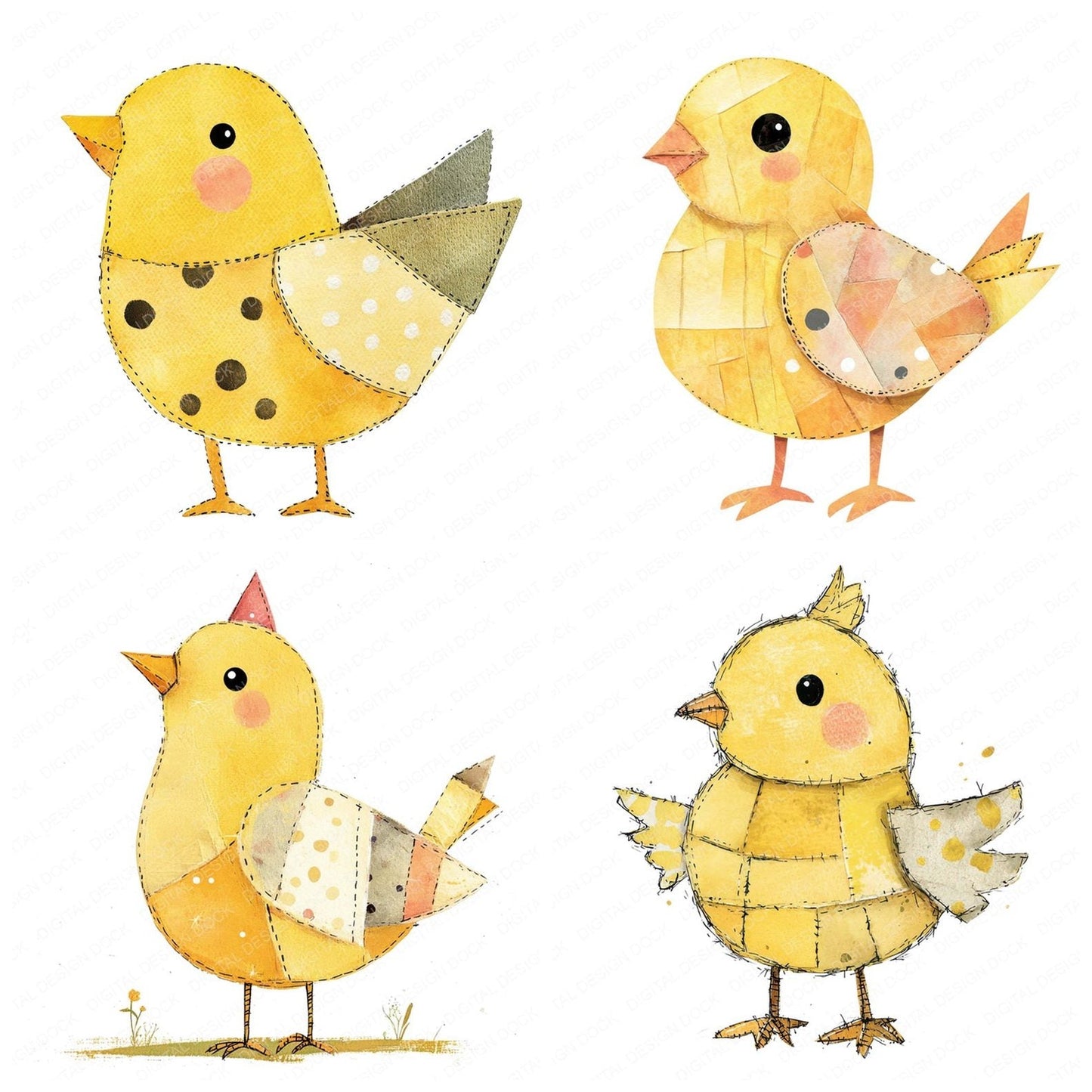 Scrap Paper Chick Clipart Set (DDD006517)