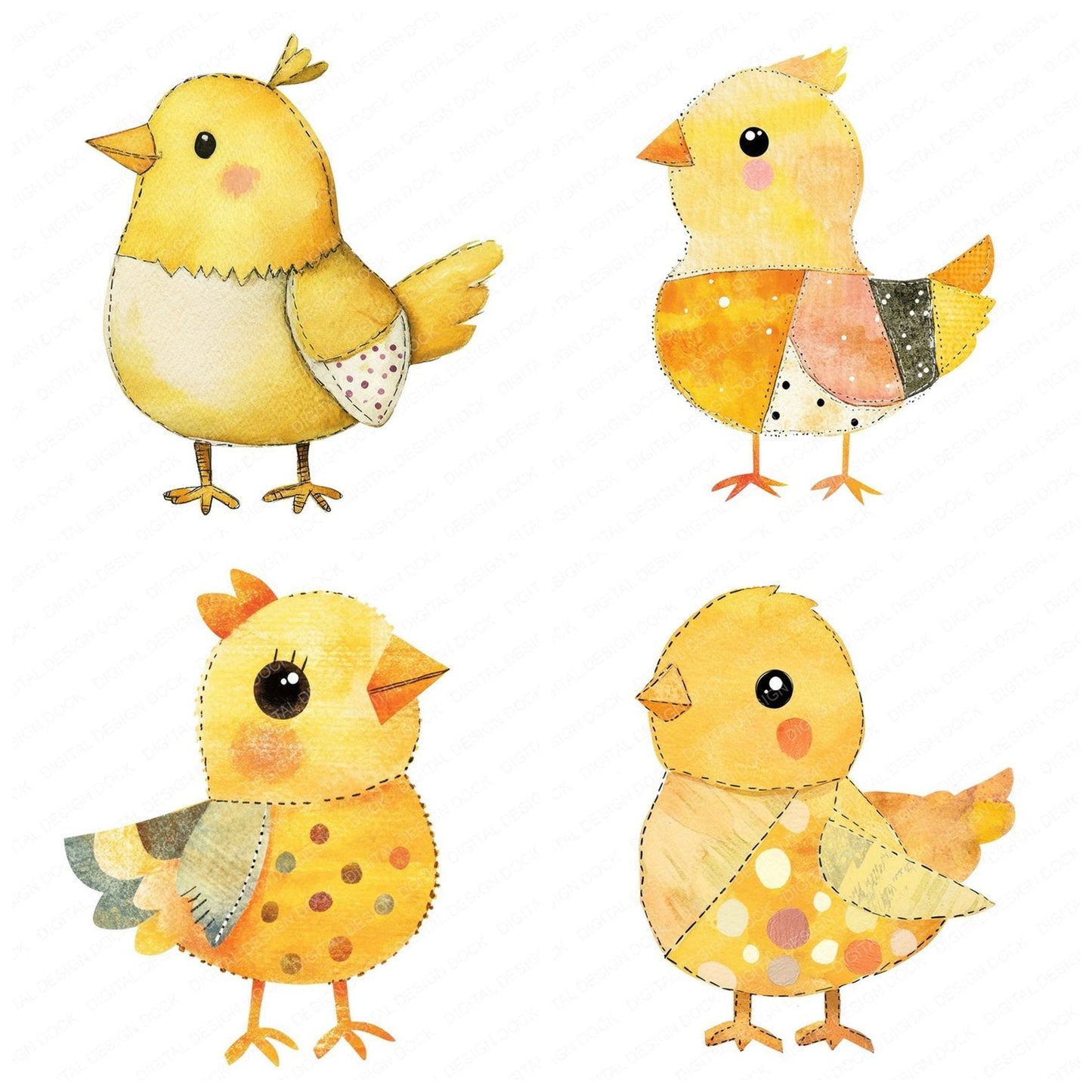 Scrap Paper Chick Clipart Set (DDD006517)