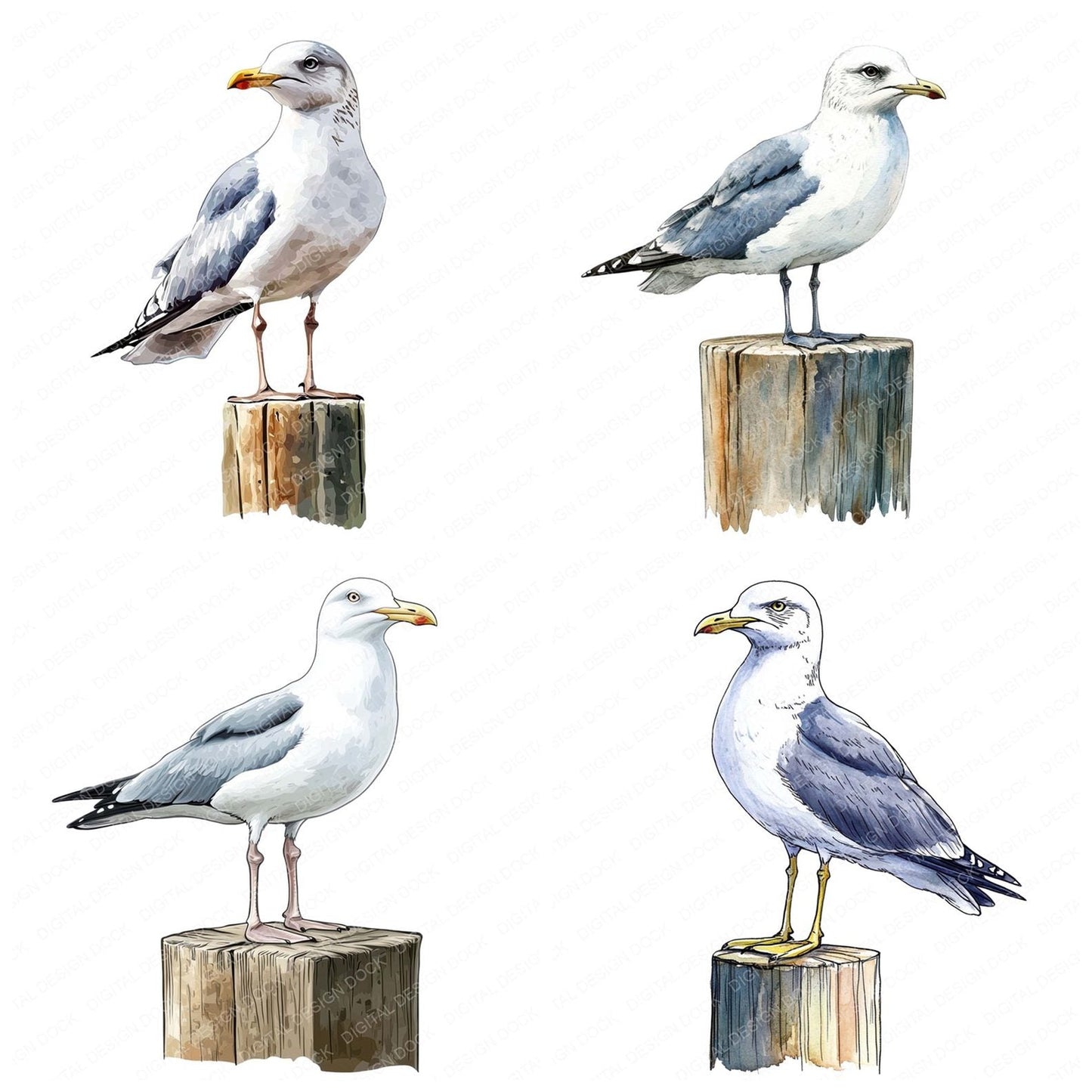 Seagull Perched Clipart Set (DDD006523)