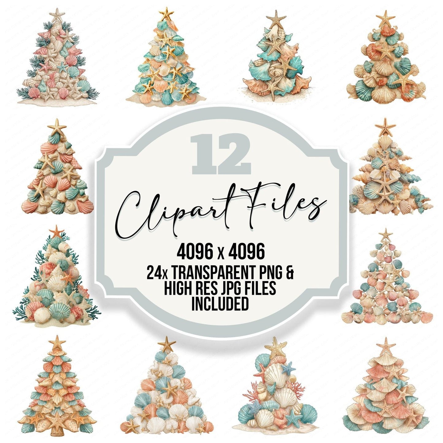 Seashell Christmas Tree Clipart Set (DDD006526)