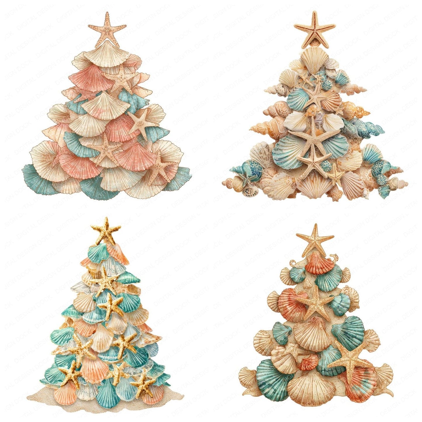 Seashell Christmas Tree Clipart Set (DDD006526)