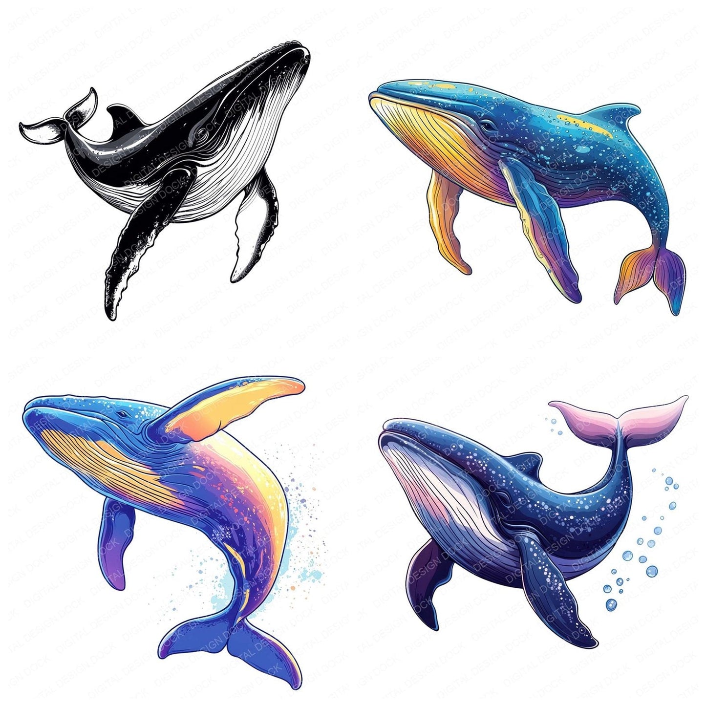 Serene Whale Clipart Set (DDD006529)
