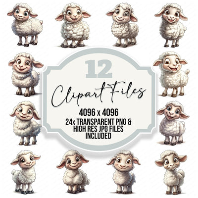 Sheep Cartoon Character Clipart Set (DDD006532)