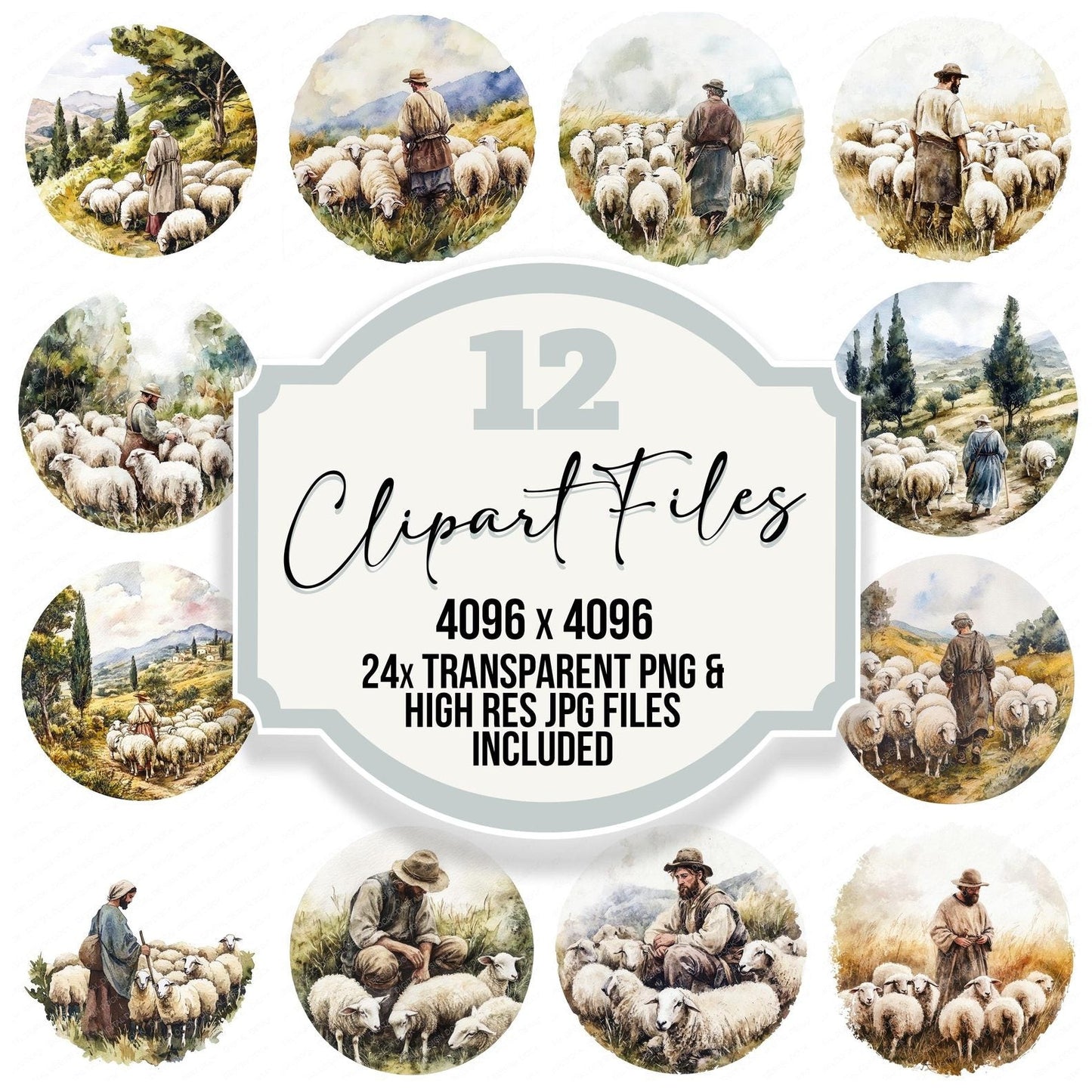Sheep Farmer Bible Clipart Set (DDD006533)