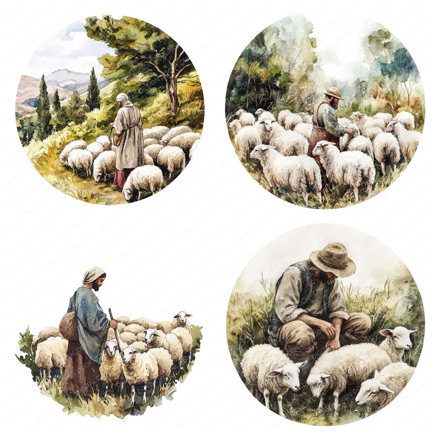 Sheep Farmer Bible Clipart Set (DDD006533)