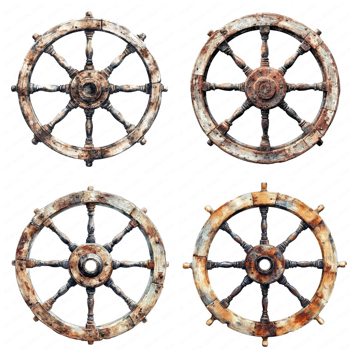 Ships Wheel Clipart Set (DDD006538)
