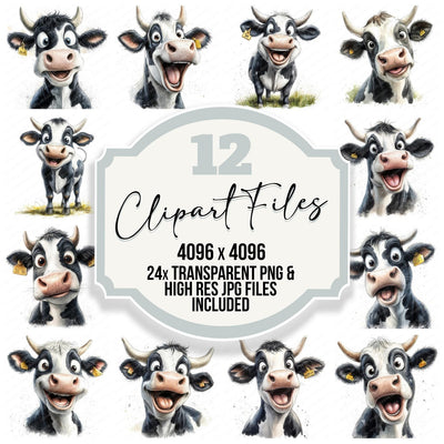 Silly Cow Cartoon Clipart Set (DDD006542)