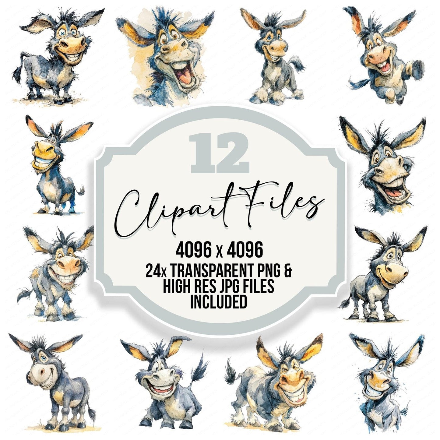 Silly Donkey Character Clipart Set (DDD006545)