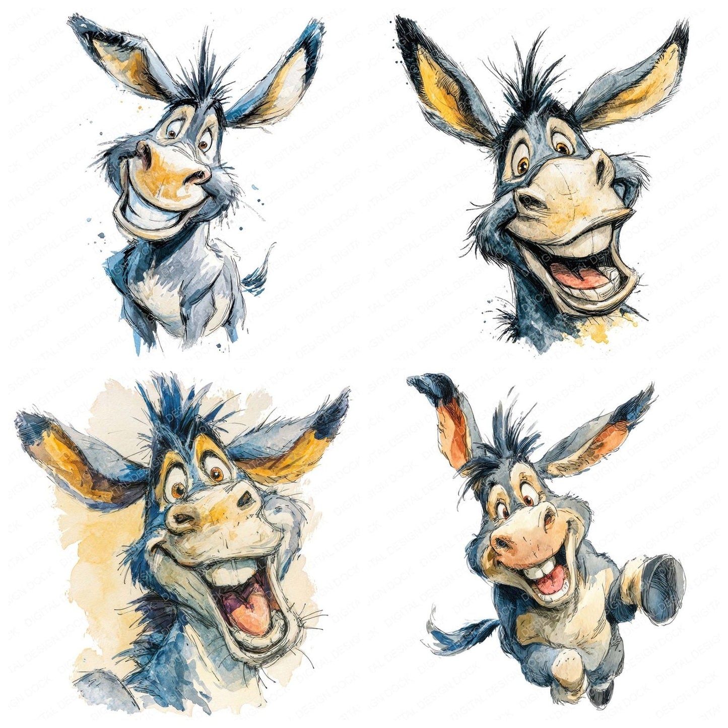 Silly Donkey Character Clipart Set (DDD006545)
