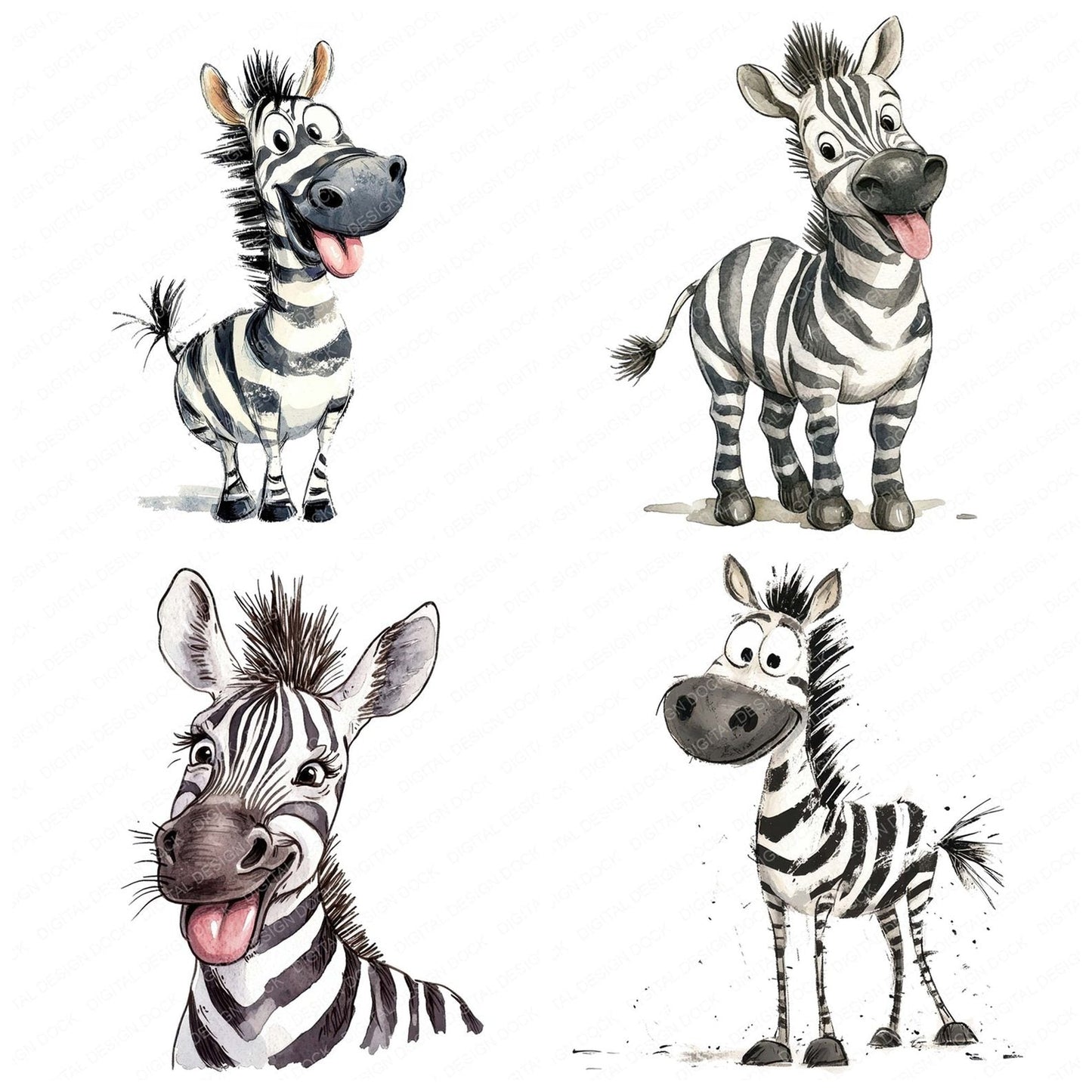 Silly Zebra Character Clipart Set (DDD006548)