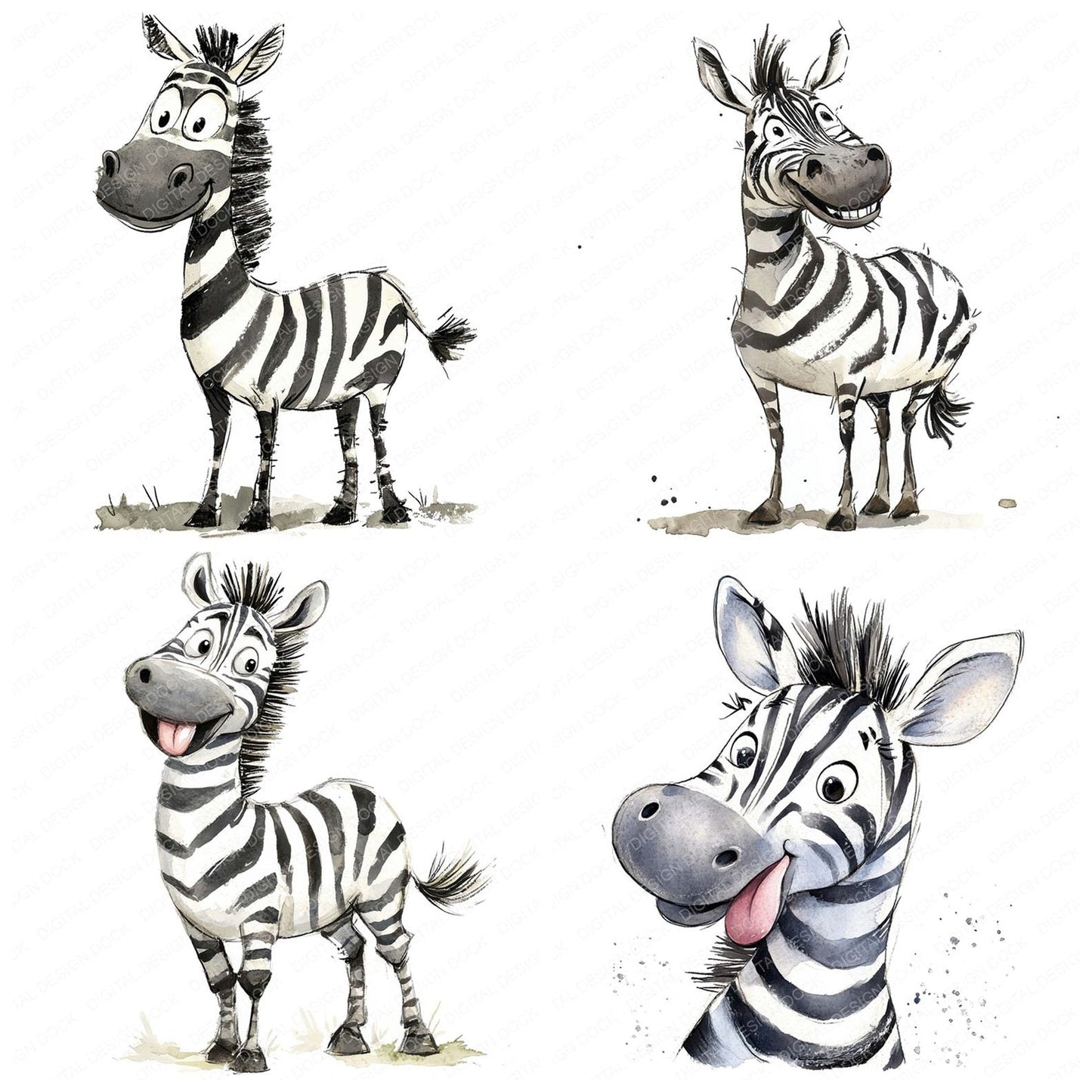 Silly Zebra Character Clipart Set (DDD006548)