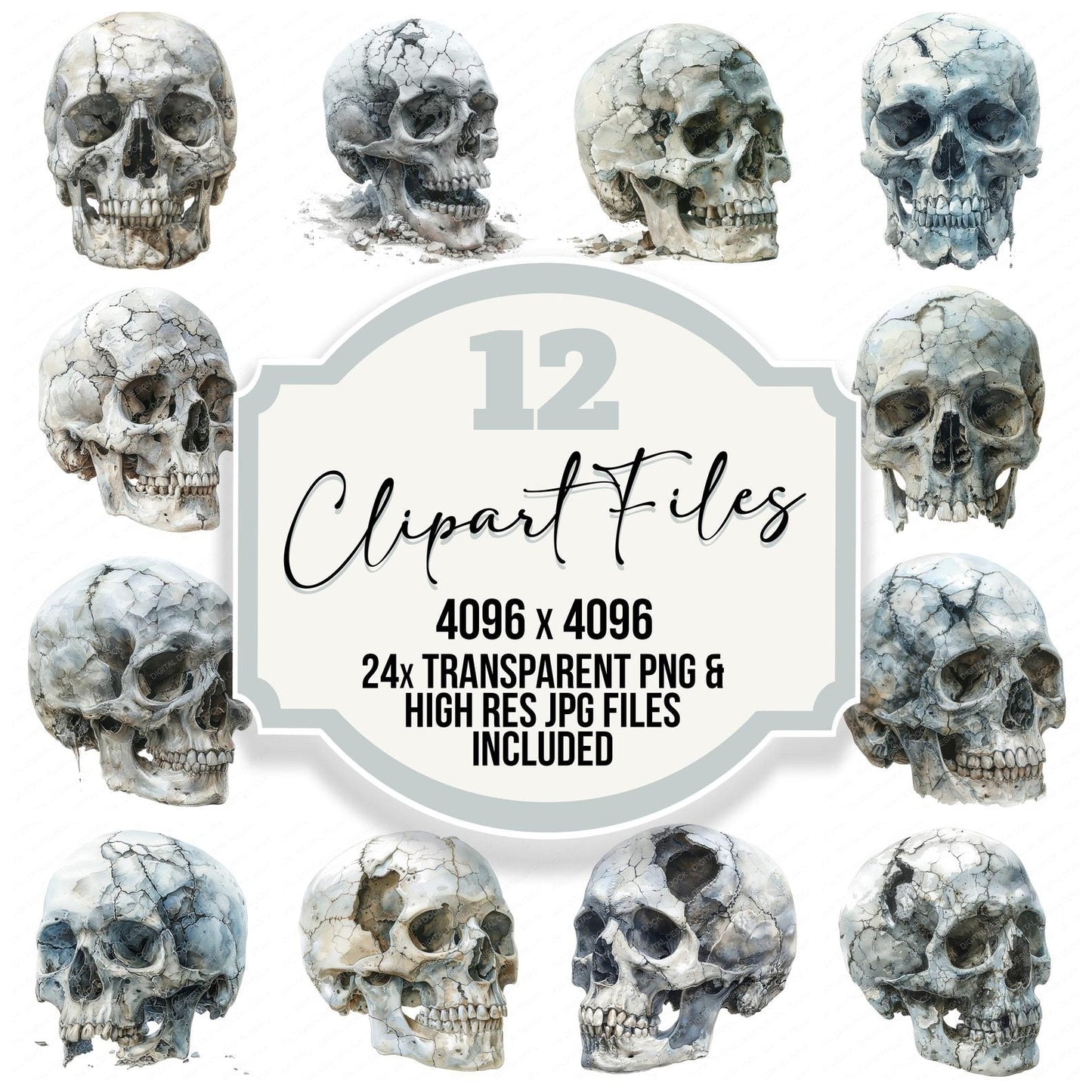 Skull Cracked Surface Clipart Set (DDD006563)
