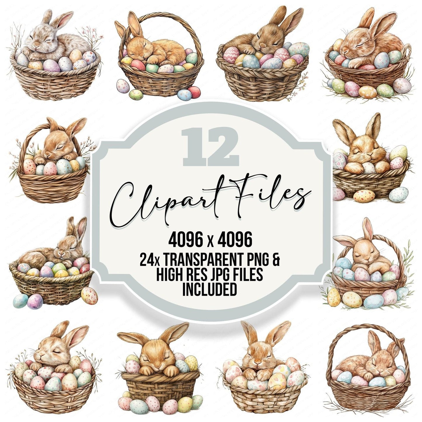 Sleeping Easter Bunny Clipart Set (DDD006577)