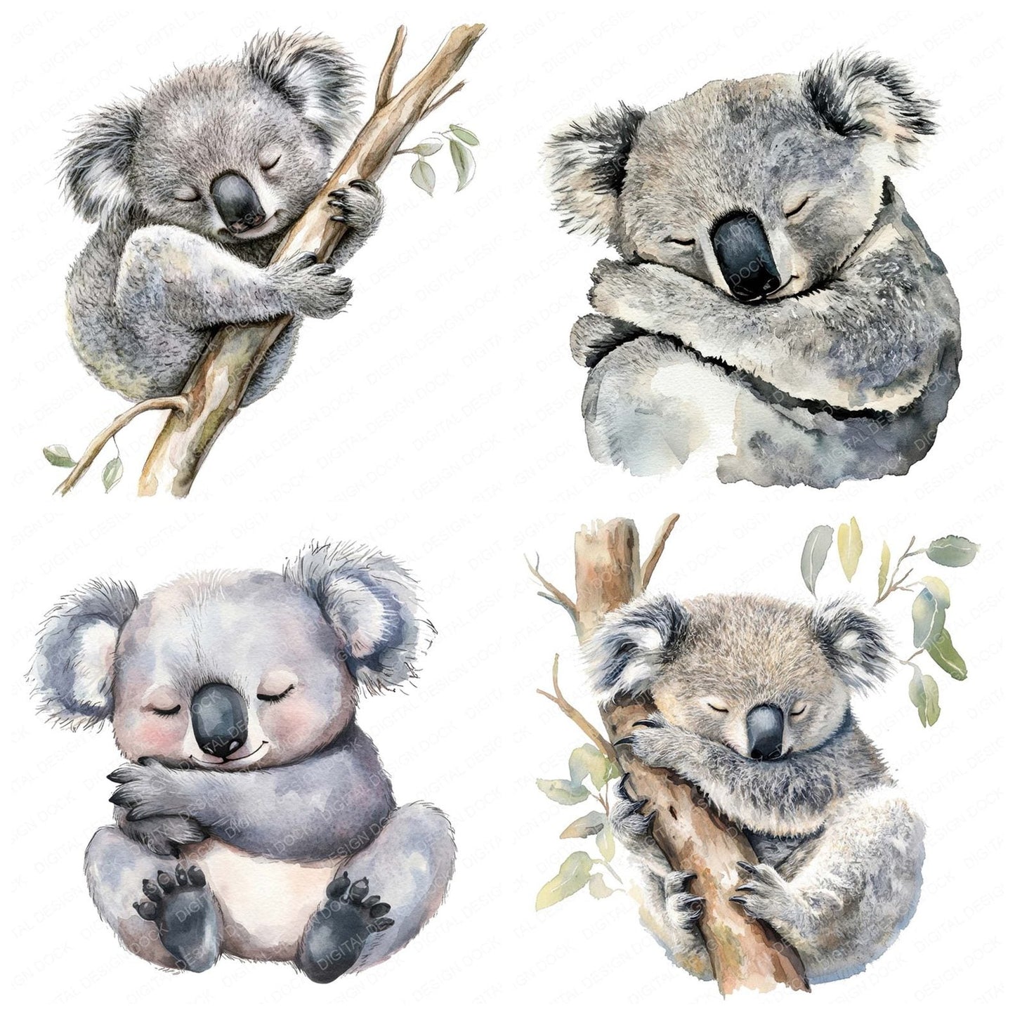 Sleepy Koala Clipart Set (DDD006580)