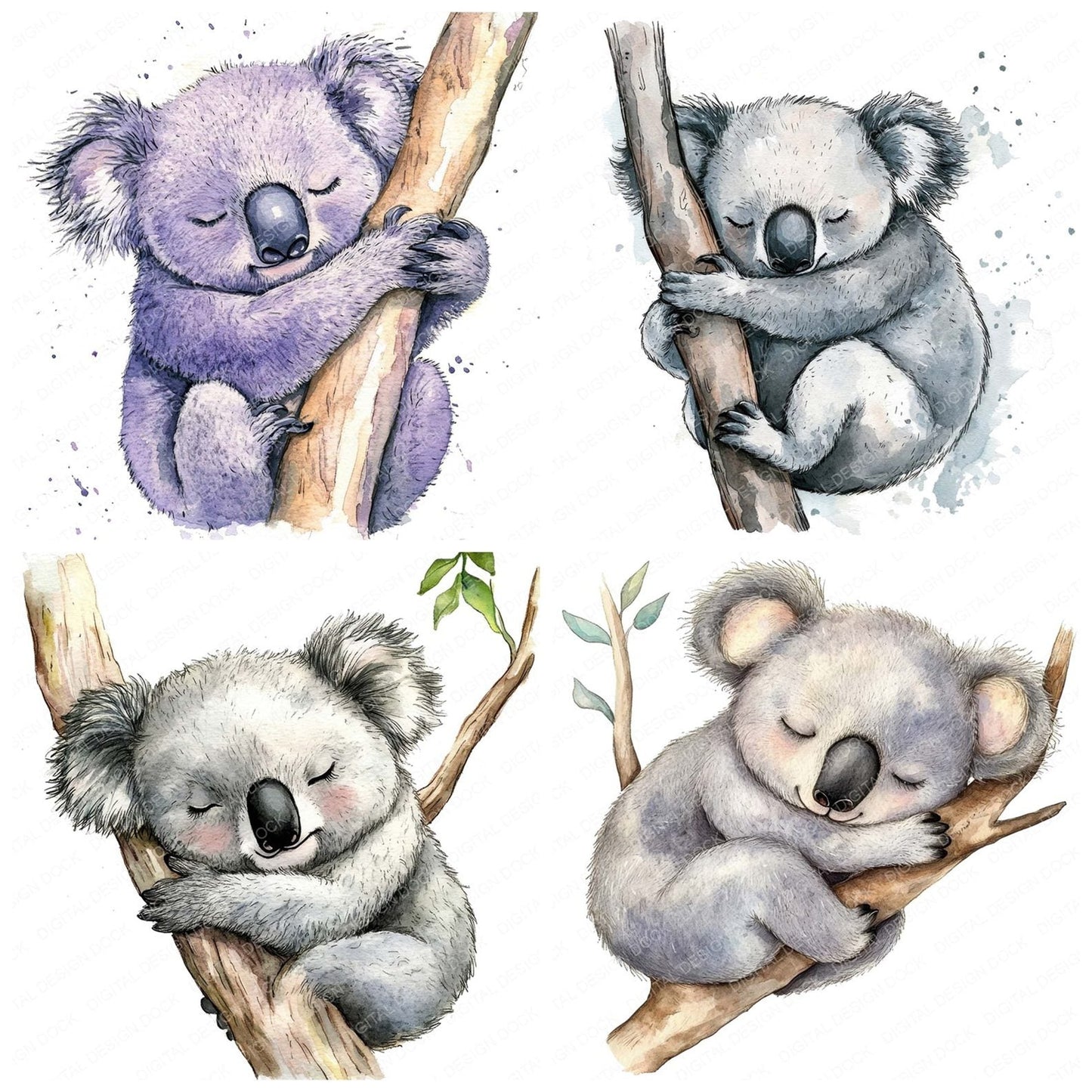 Sleepy Koala Clipart Set (DDD006580)