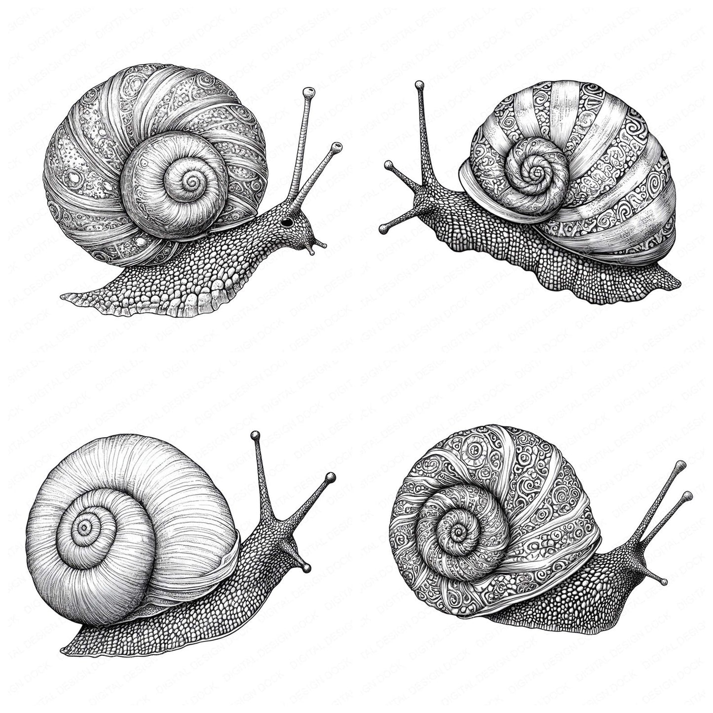 Snail Drawing Clipart Set (DDD006595)