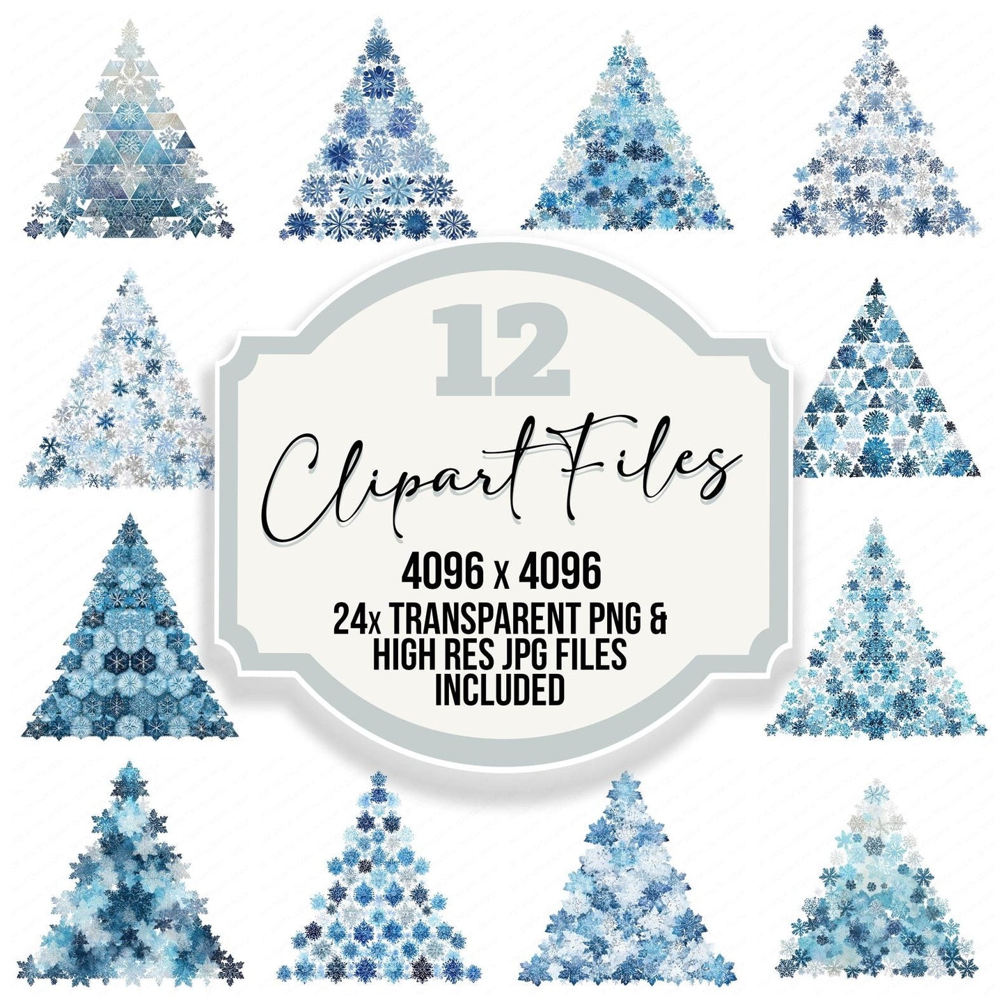 Snowflake Christmas Tree Clipart Set (DDD006603)