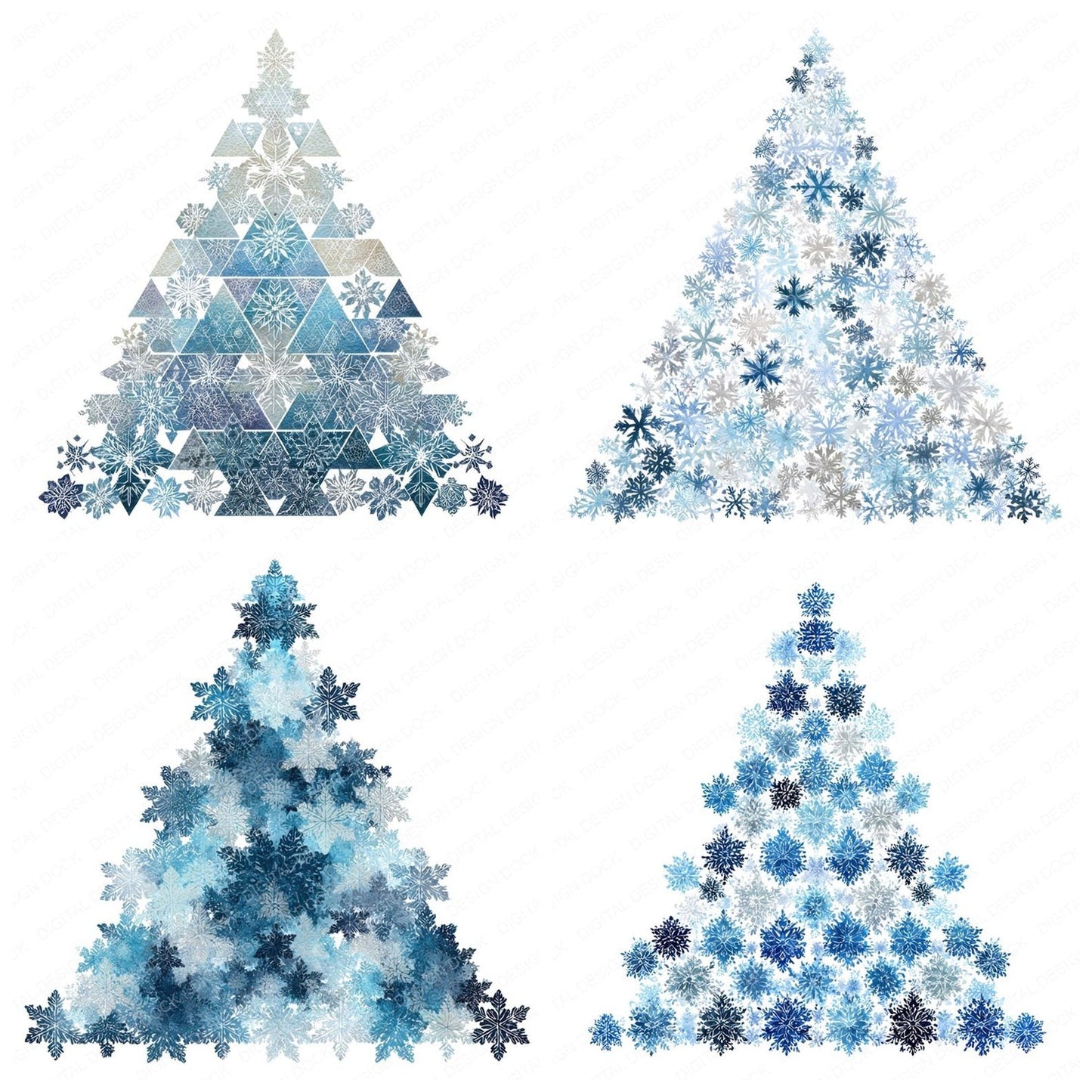 Snowflake Christmas Tree Clipart Set (DDD006603)