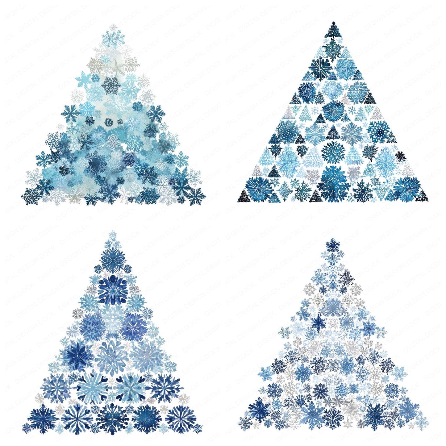 Snowflake Christmas Tree Clipart Set (DDD006603)