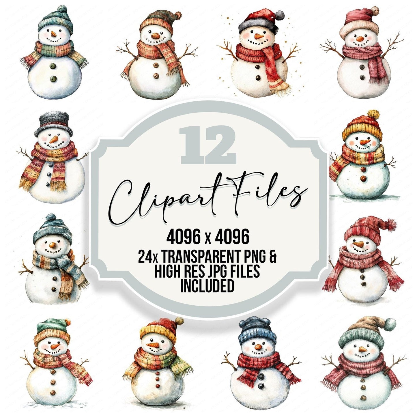 Snowman with Knitted Scarf Clipart Set (DDD006614)
