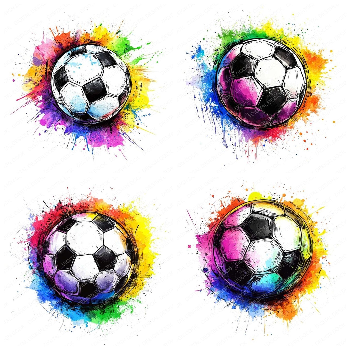 Soccer Ball Splash Clipart Set (DDD006616)