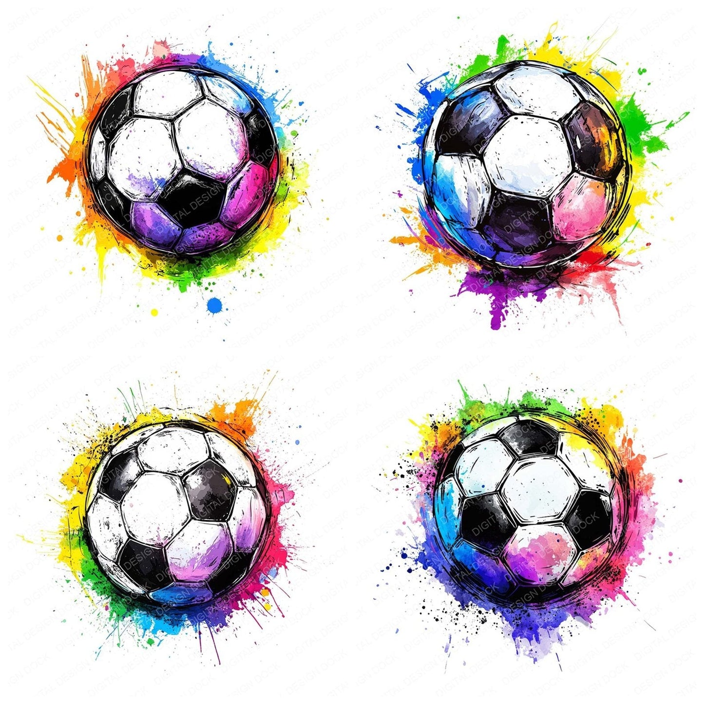 Soccer Ball Splash Clipart Set (DDD006616)