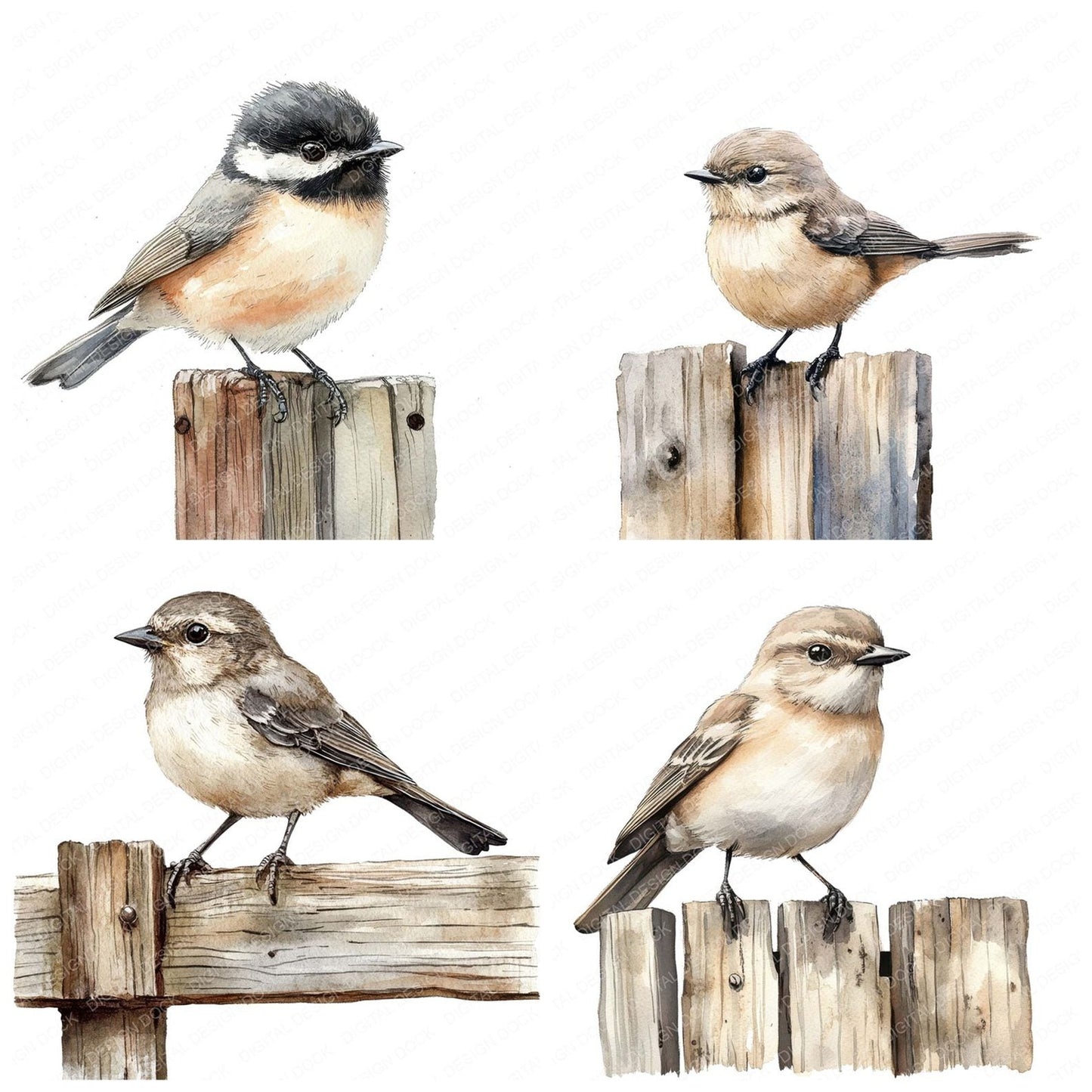Songbird on a Fence Clipart Set (DDD006624)
