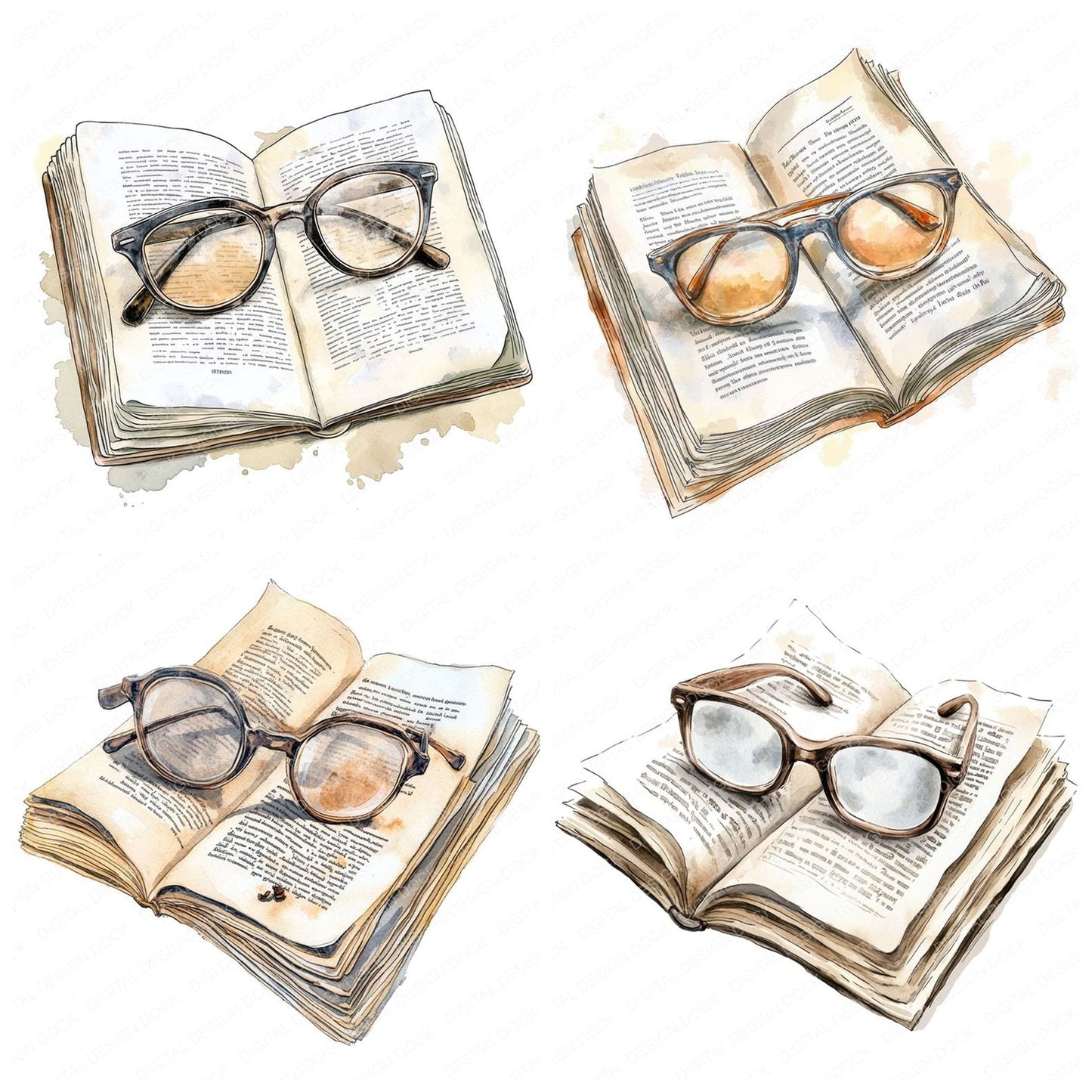 Spectacles on Newspaper Clipart Set (DDD006630)
