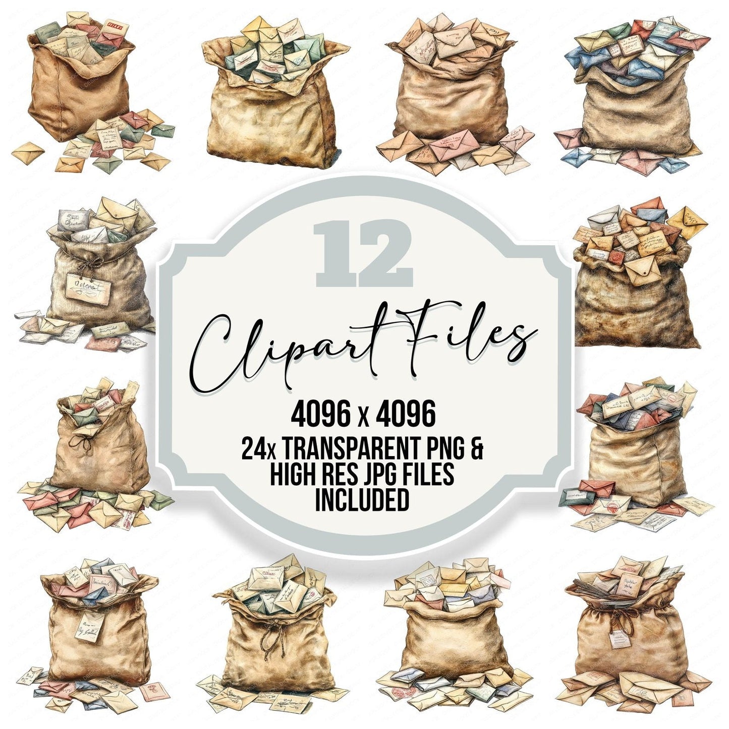 Spilled Vintage Mailbag Clipart Set (DDD006633)