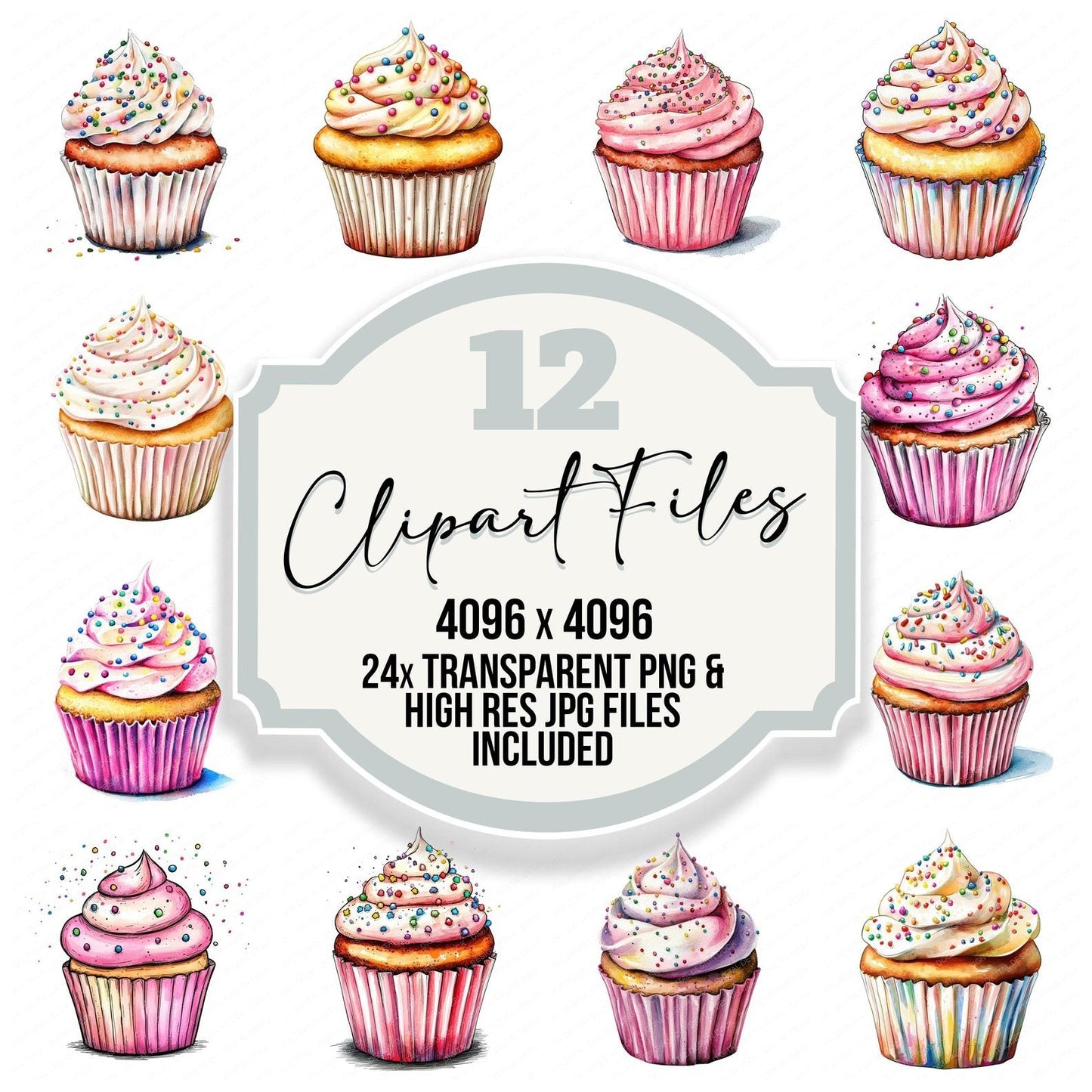 Sprinkle Cupcake Clipart Set (DDD006638)