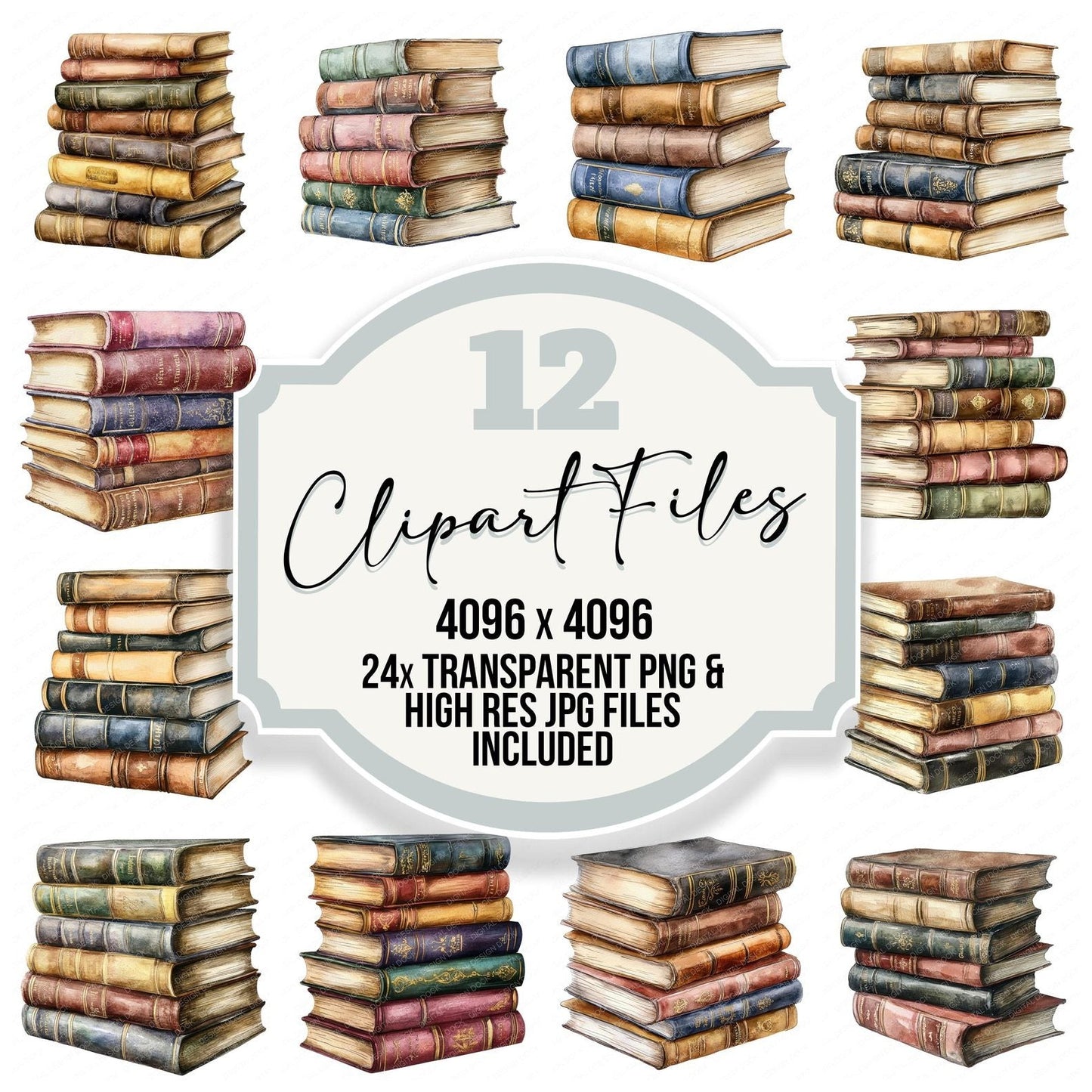 Stack of Antique Books Clipart Set (DDD006640)