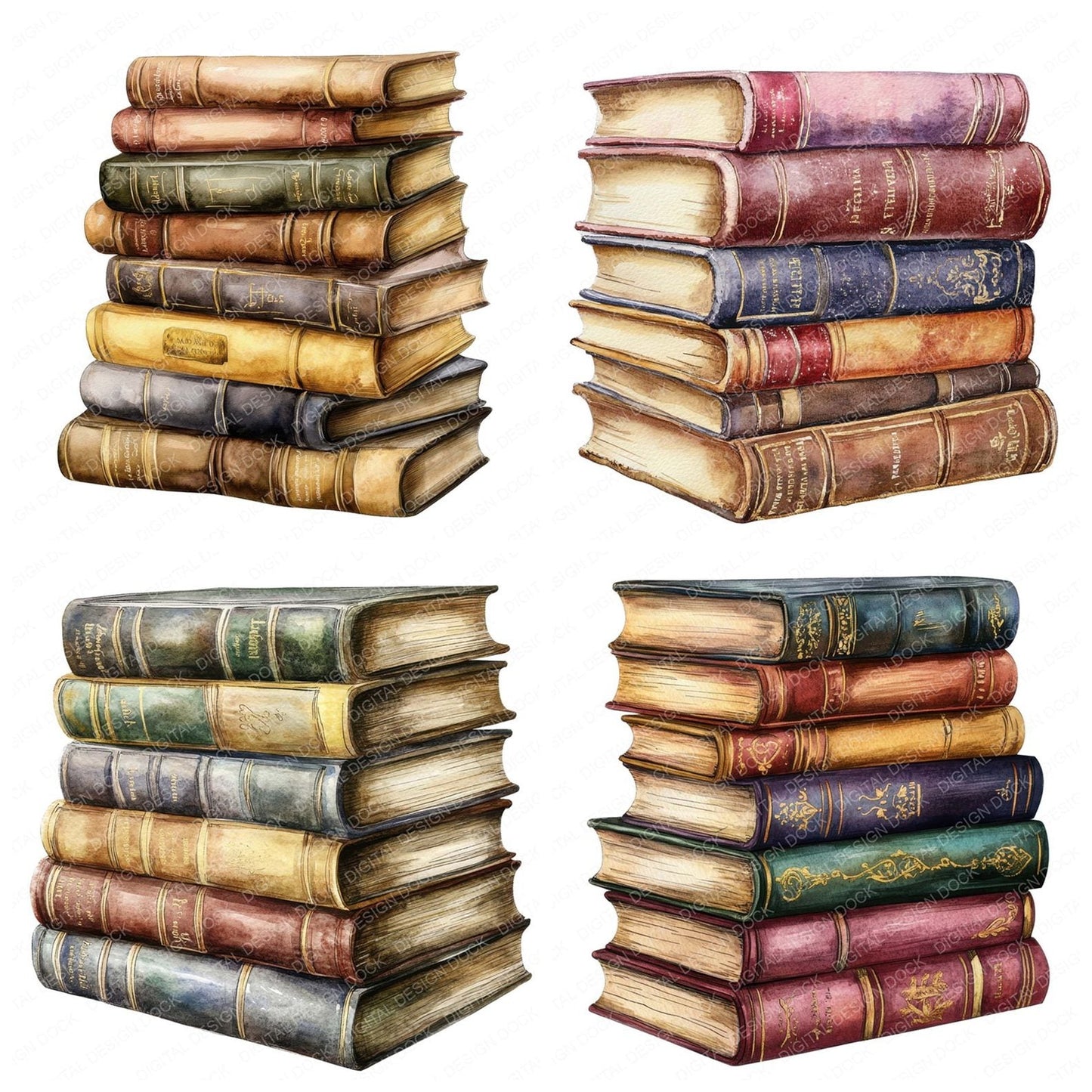Stack of Antique Books Clipart Set (DDD006640)