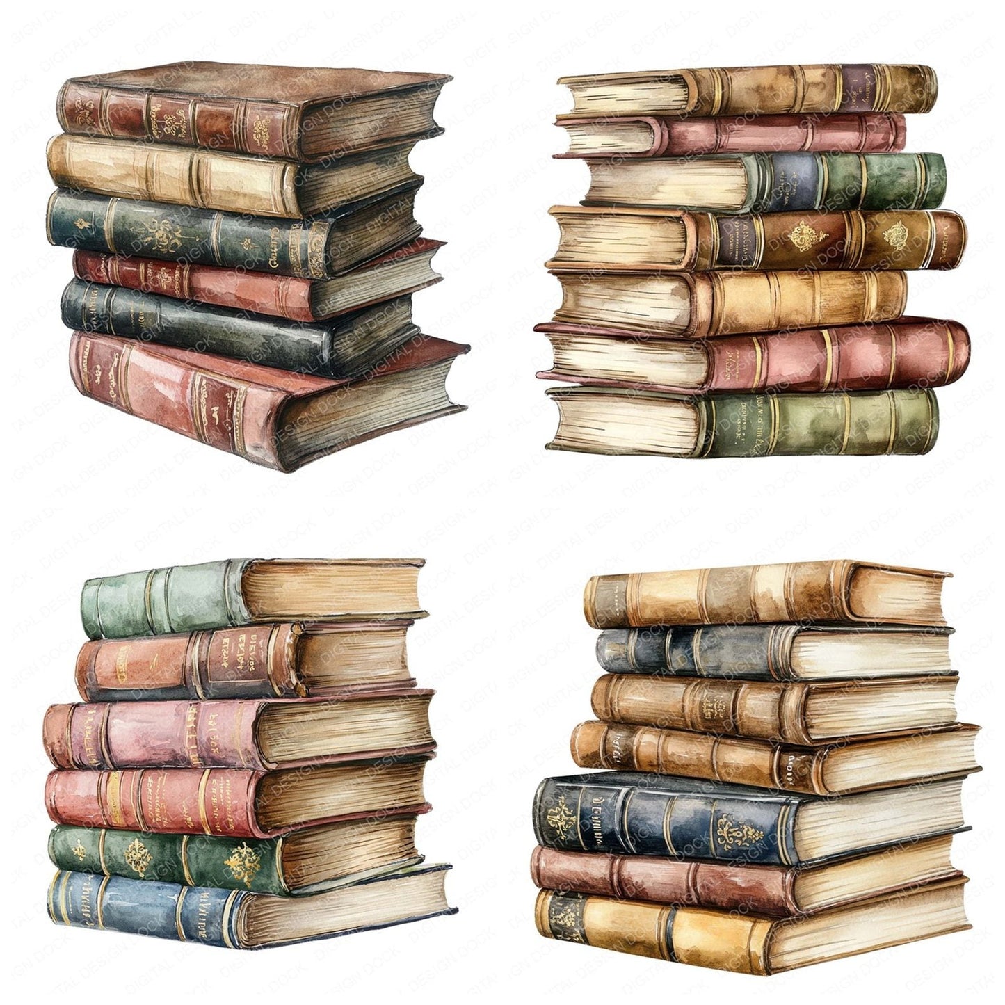 Stack of Antique Books Clipart Set (DDD006640)