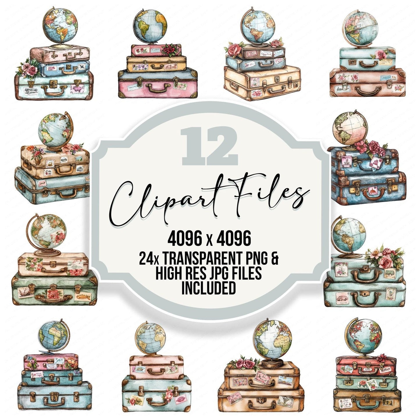 Stacked Travel Suitcases Clipart Set (DDD006647)
