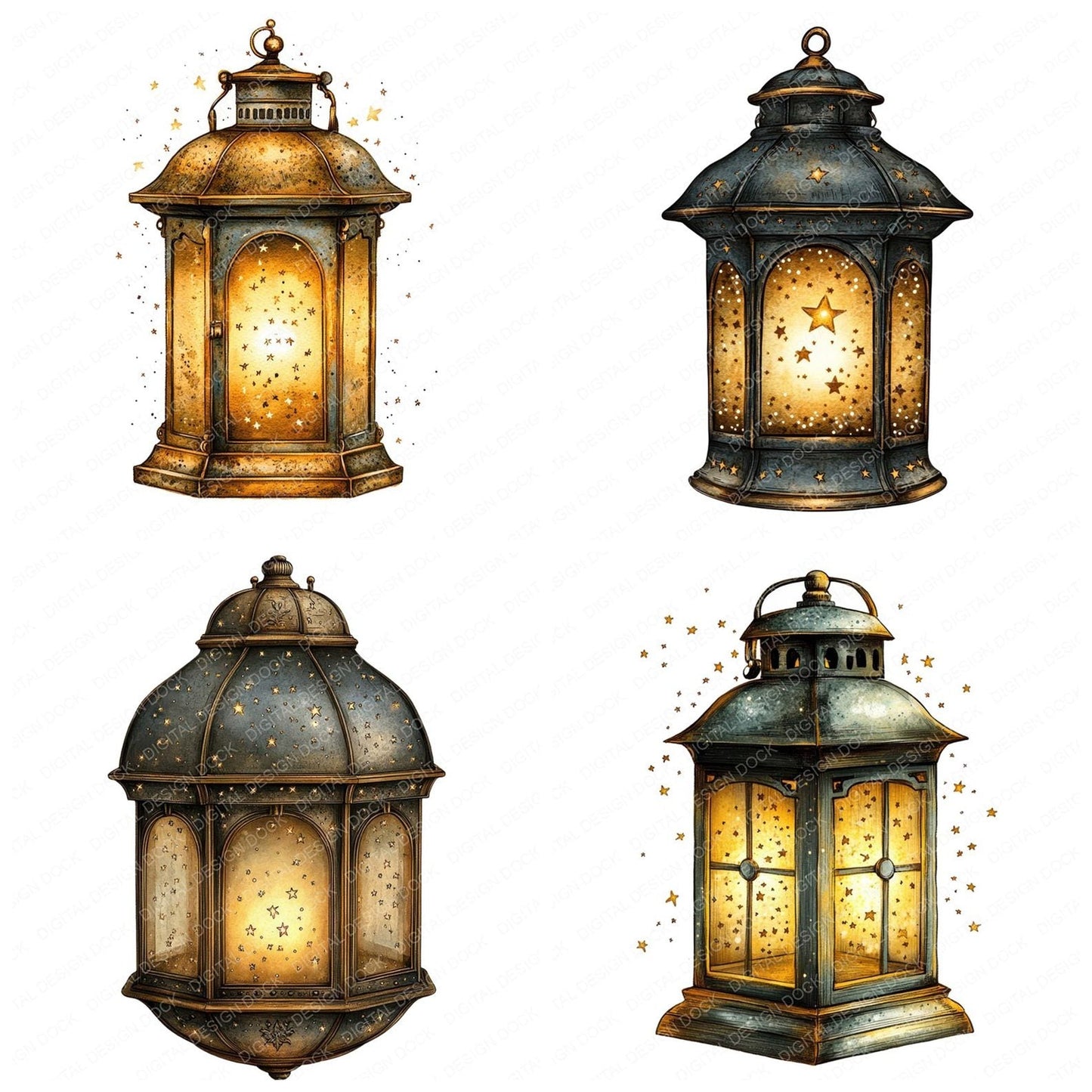 Star Filled Lantern Clipart Set (DDD006652)
