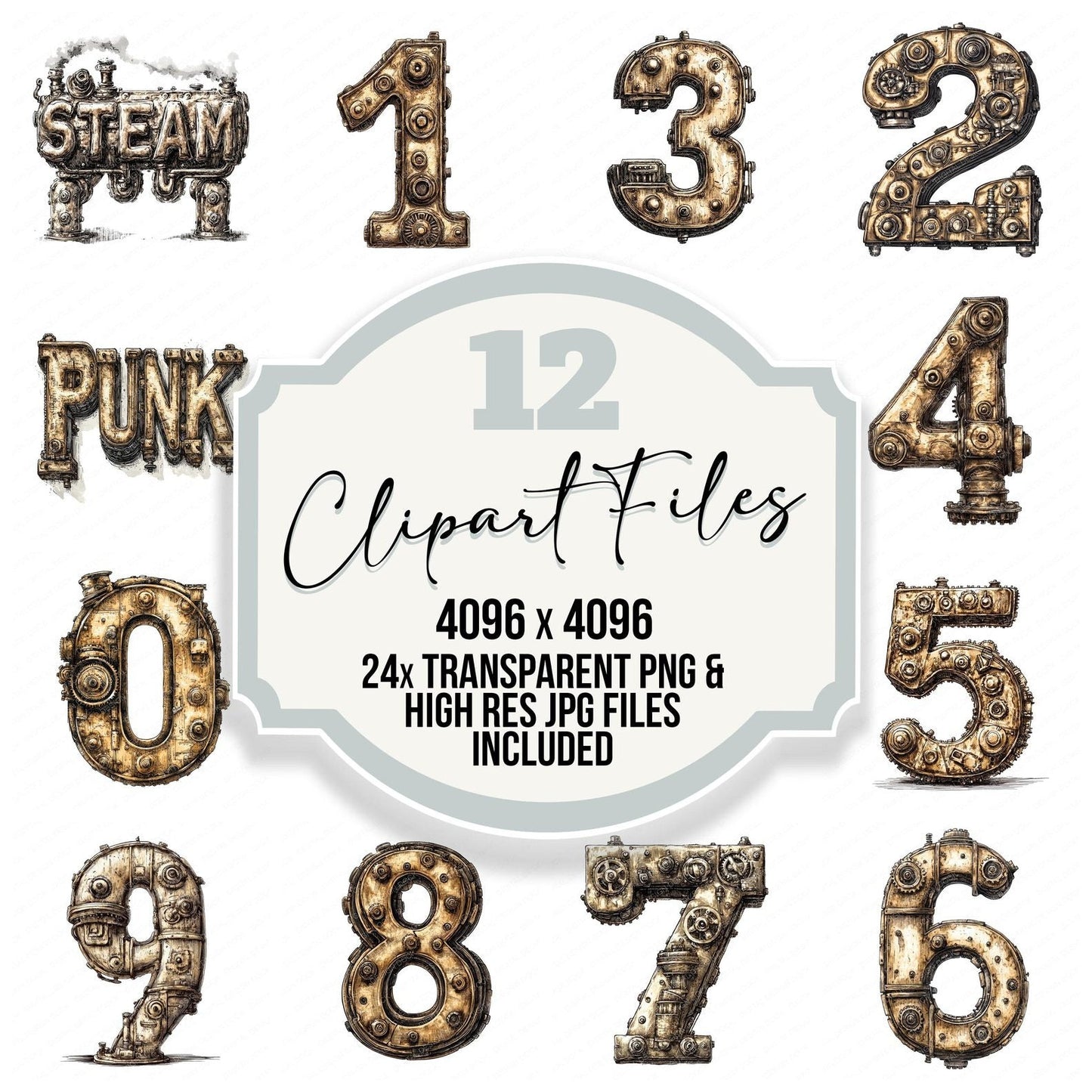Steampunk Numbers Clipart Set (DDD006659)