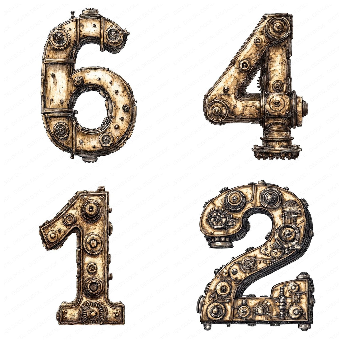 Steampunk Numbers Clipart Set (DDD006659)