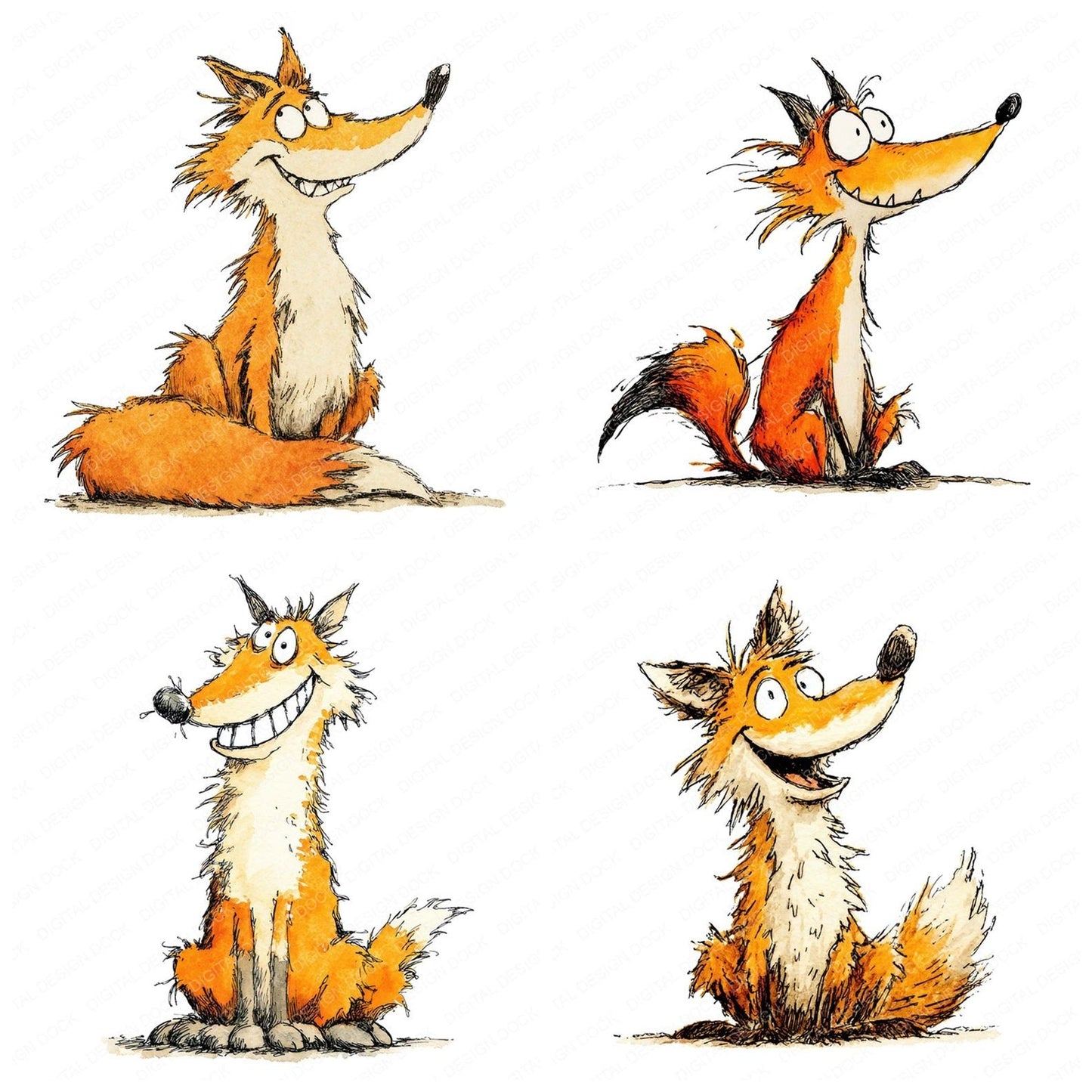 Storybook Fox Character Clipart Set (DDD006665)