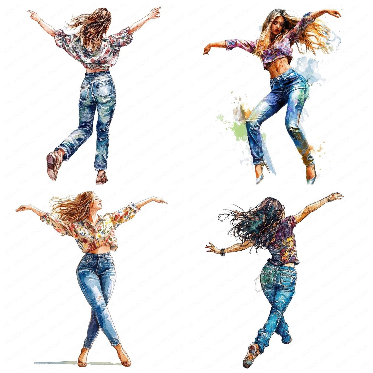 Street Dancing Woman Clipart Set (DDD006668)