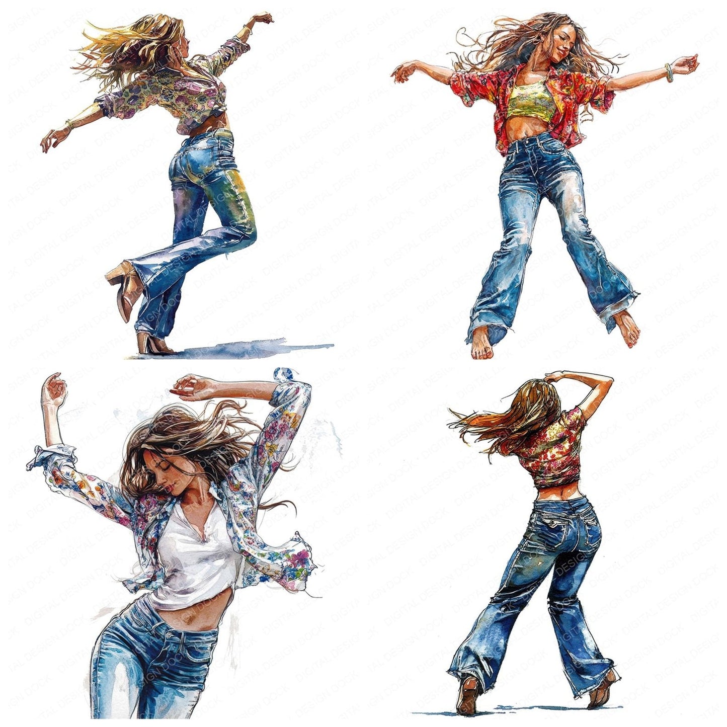 Street Dancing Woman Clipart Set (DDD006668)