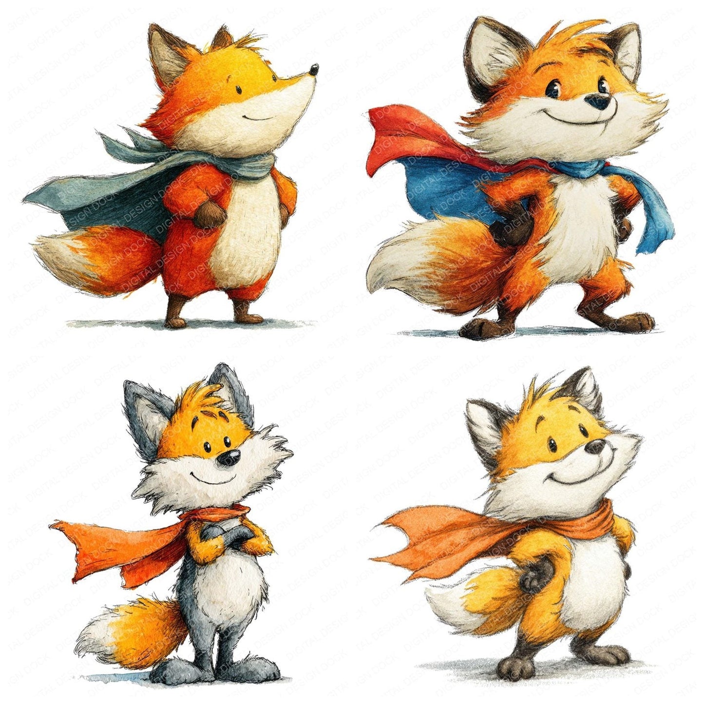Superhero Fox Clipart Set (DDD006686)