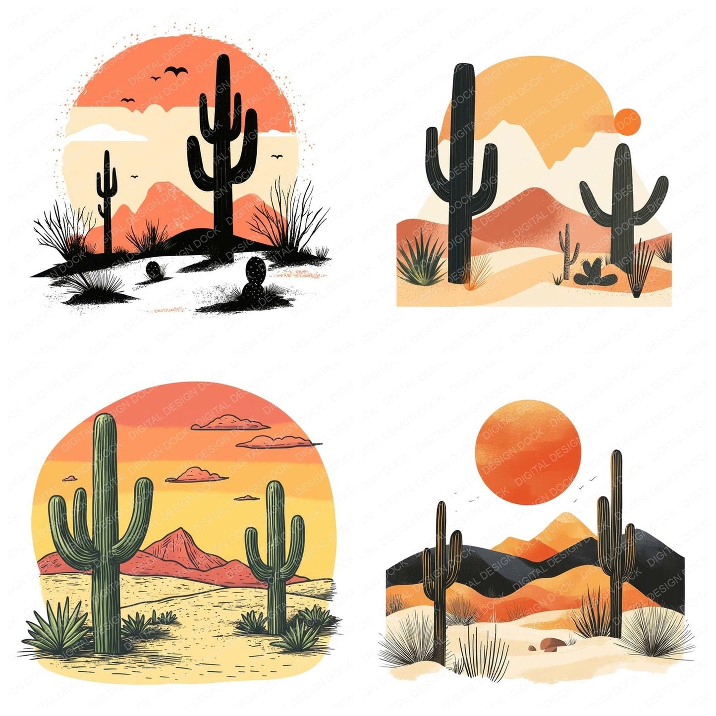 Surreal Desert Scene Clipart Set (DDD006687)